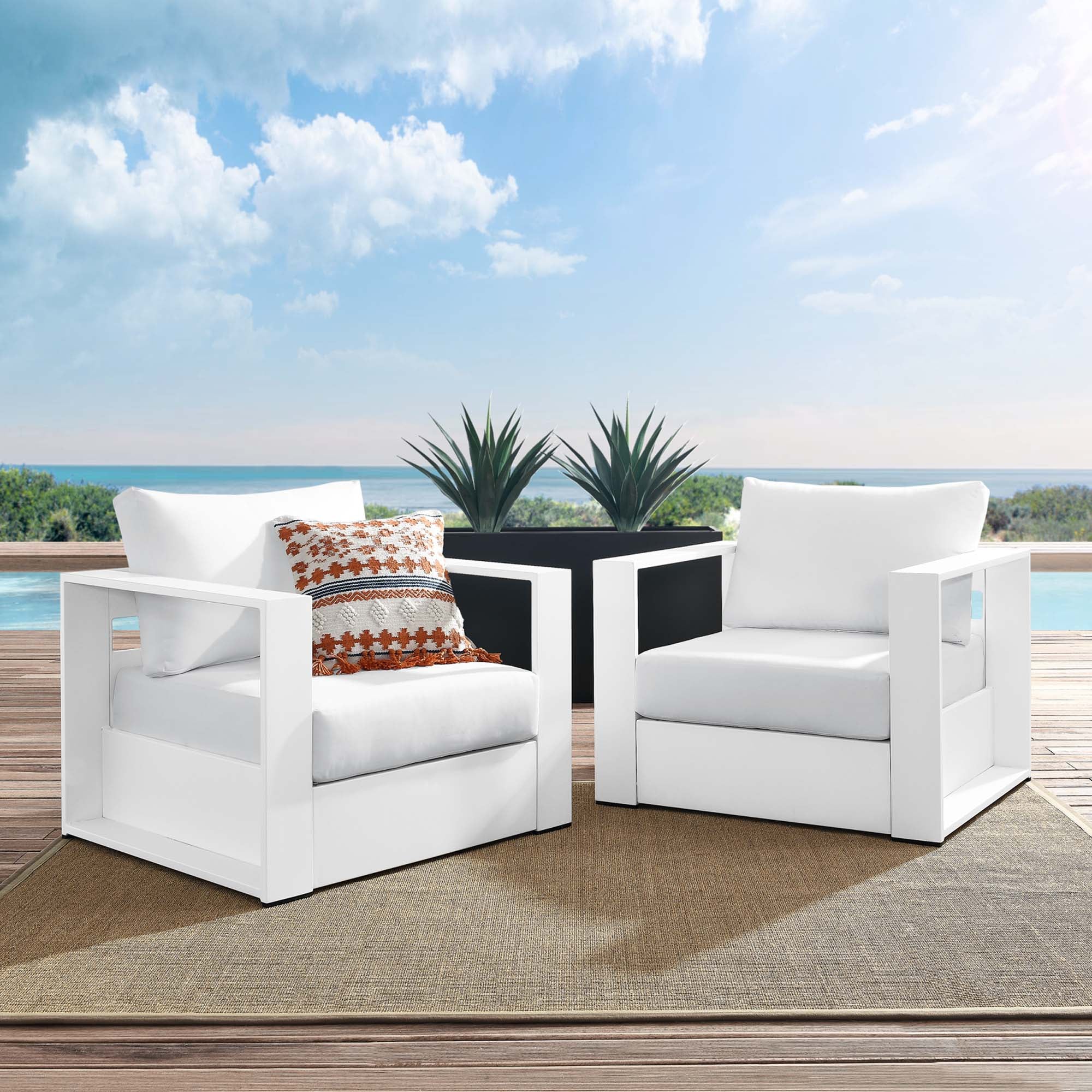 Tahoe 2-Piece Outdoor Patio Powder-Coated Aluminum Armchair Set by Modway - Image 17