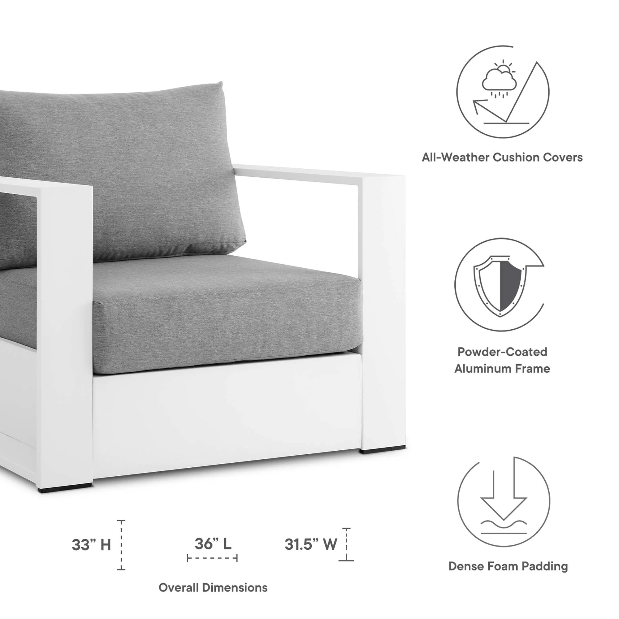 Tahoe 2-Piece Outdoor Patio Powder-Coated Aluminum Armchair Set by Modway - Image 33