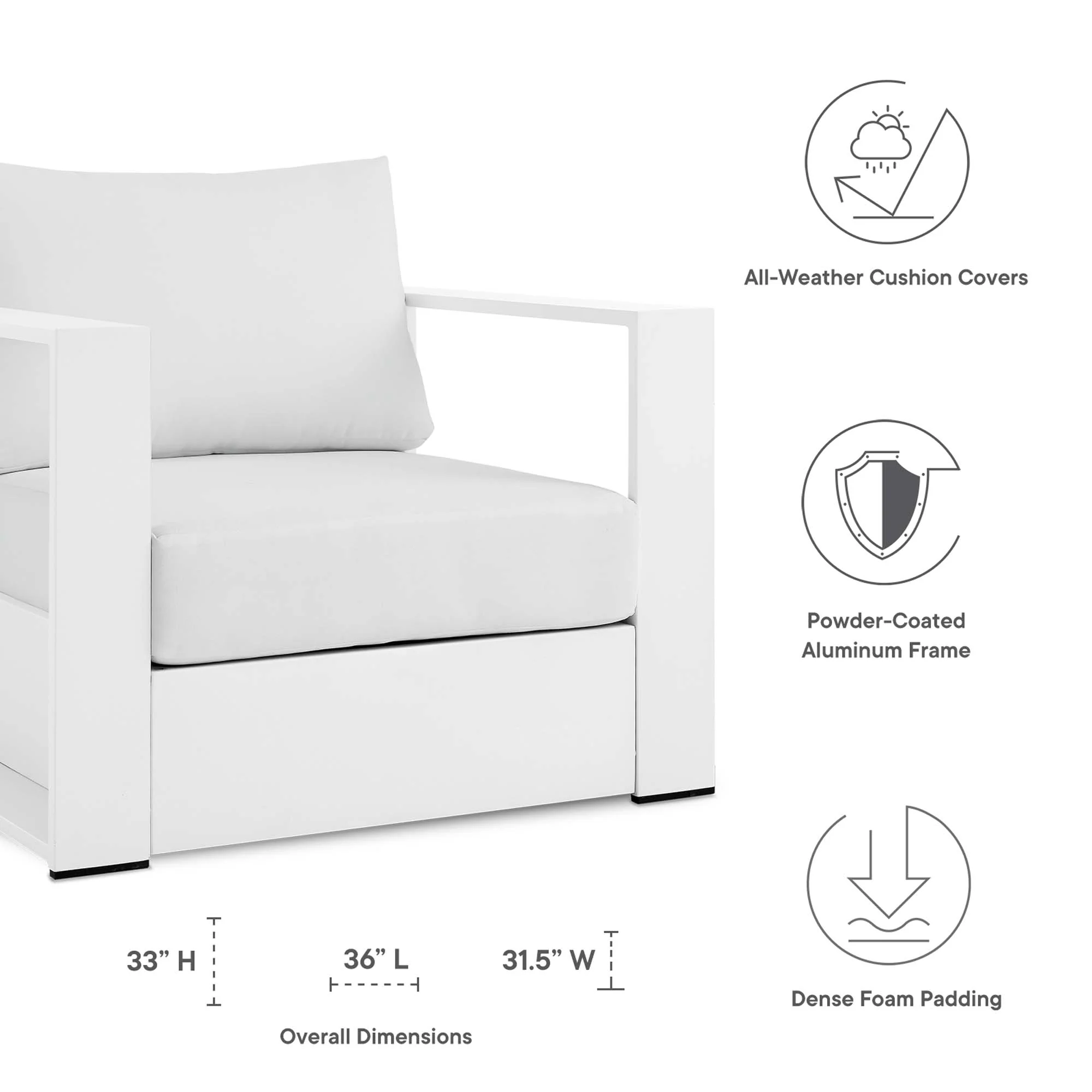 Tahoe 2-Piece Outdoor Patio Powder-Coated Aluminum Armchair Set by Modway - Image 36