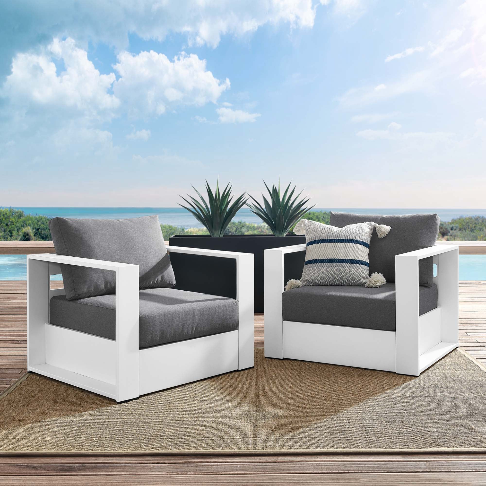 Tahoe 2-Piece Outdoor Patio Powder-Coated Aluminum Armchair Set by Modway - Image 6