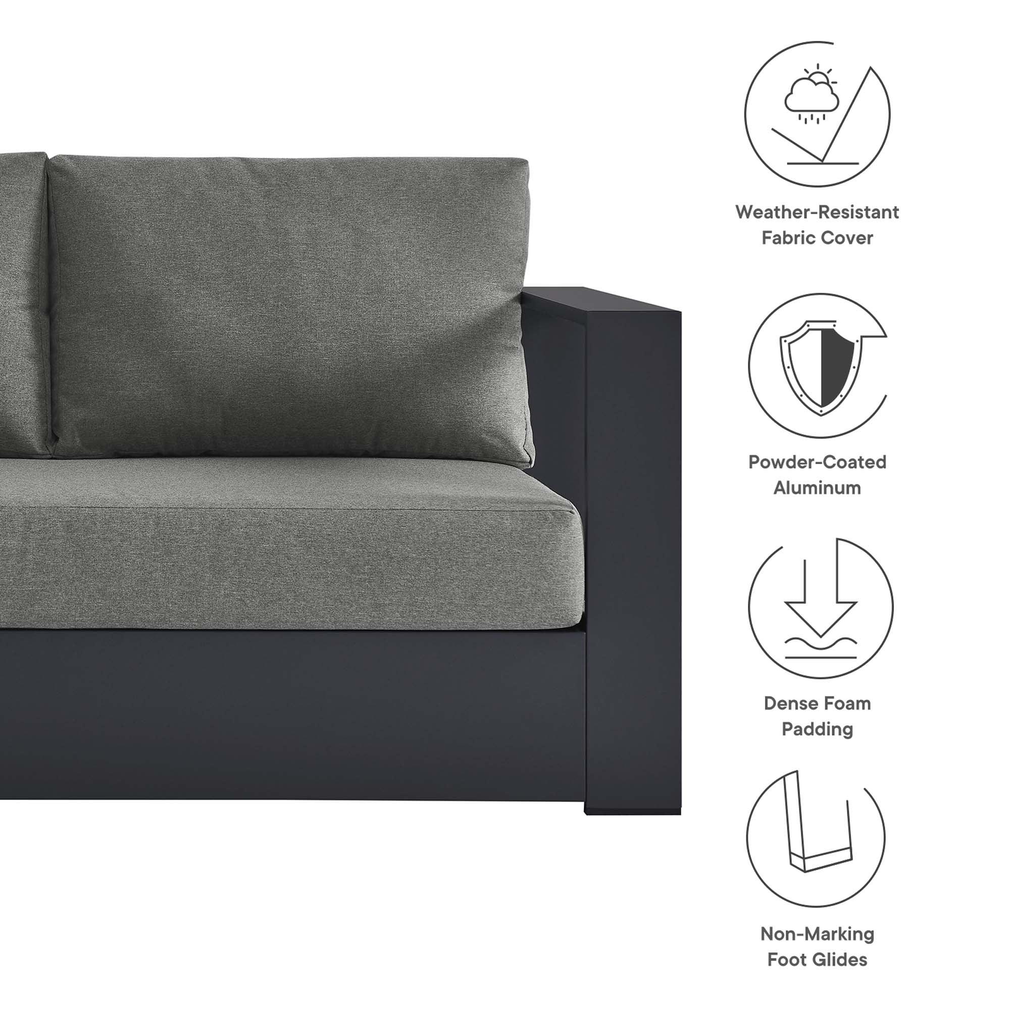 Tahoe 2-Piece Outdoor Patio Powder-Coated Aluminum Sectional Sofa Set - Image 15