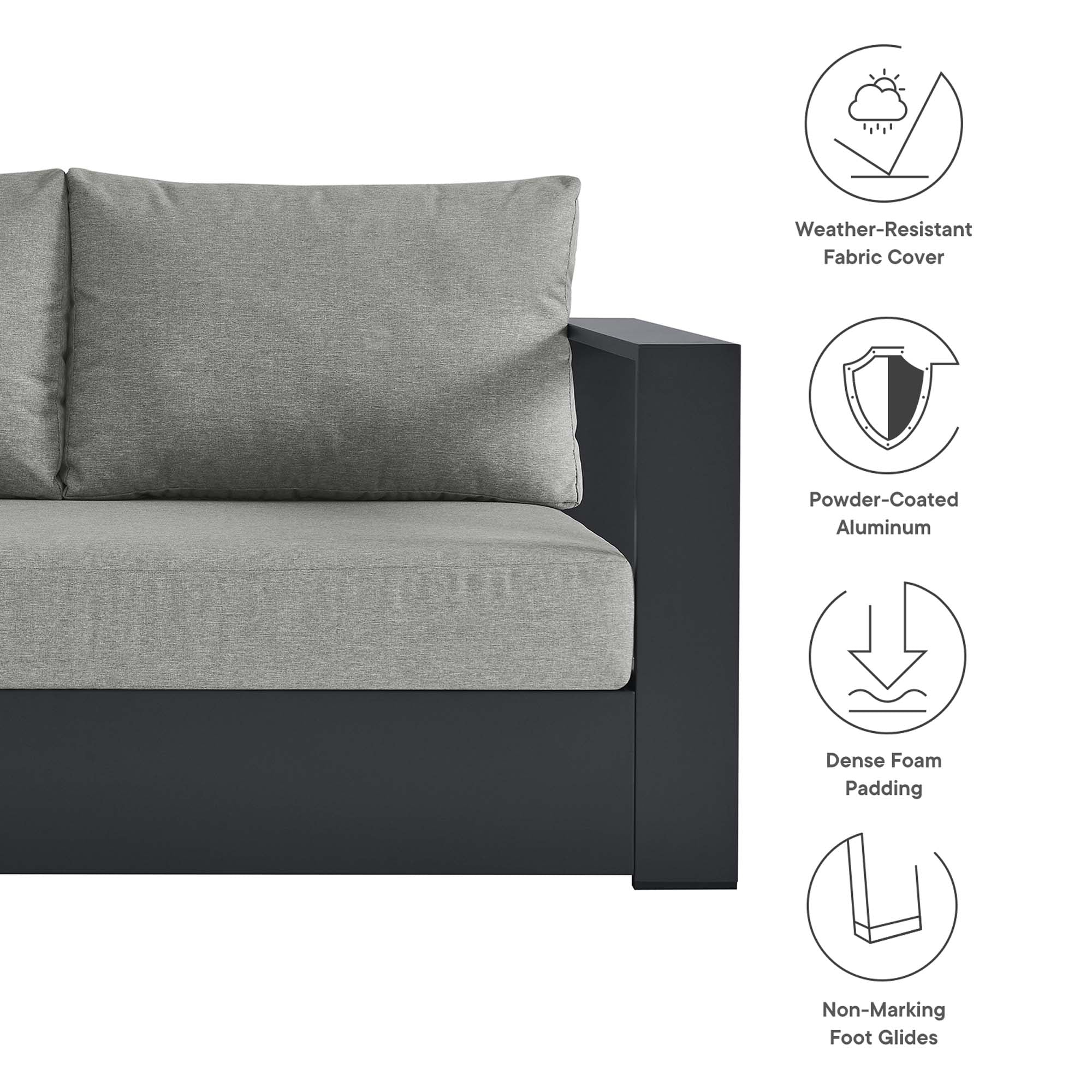 Tahoe 2-Piece Outdoor Patio Powder-Coated Aluminum Sectional Sofa Set - Image 18