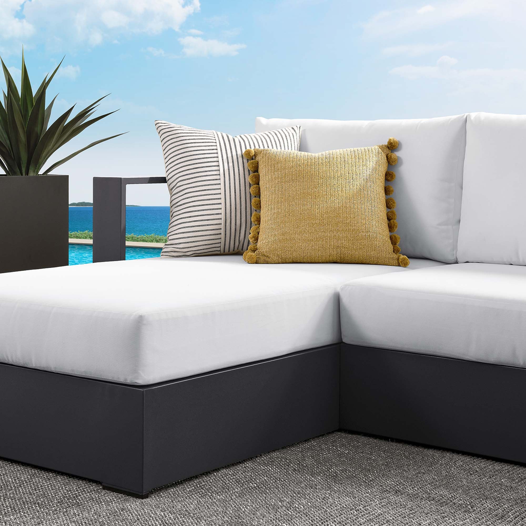 Tahoe 2-Piece Outdoor Patio Powder-Coated Aluminum Sectional Sofa Set - Image 7