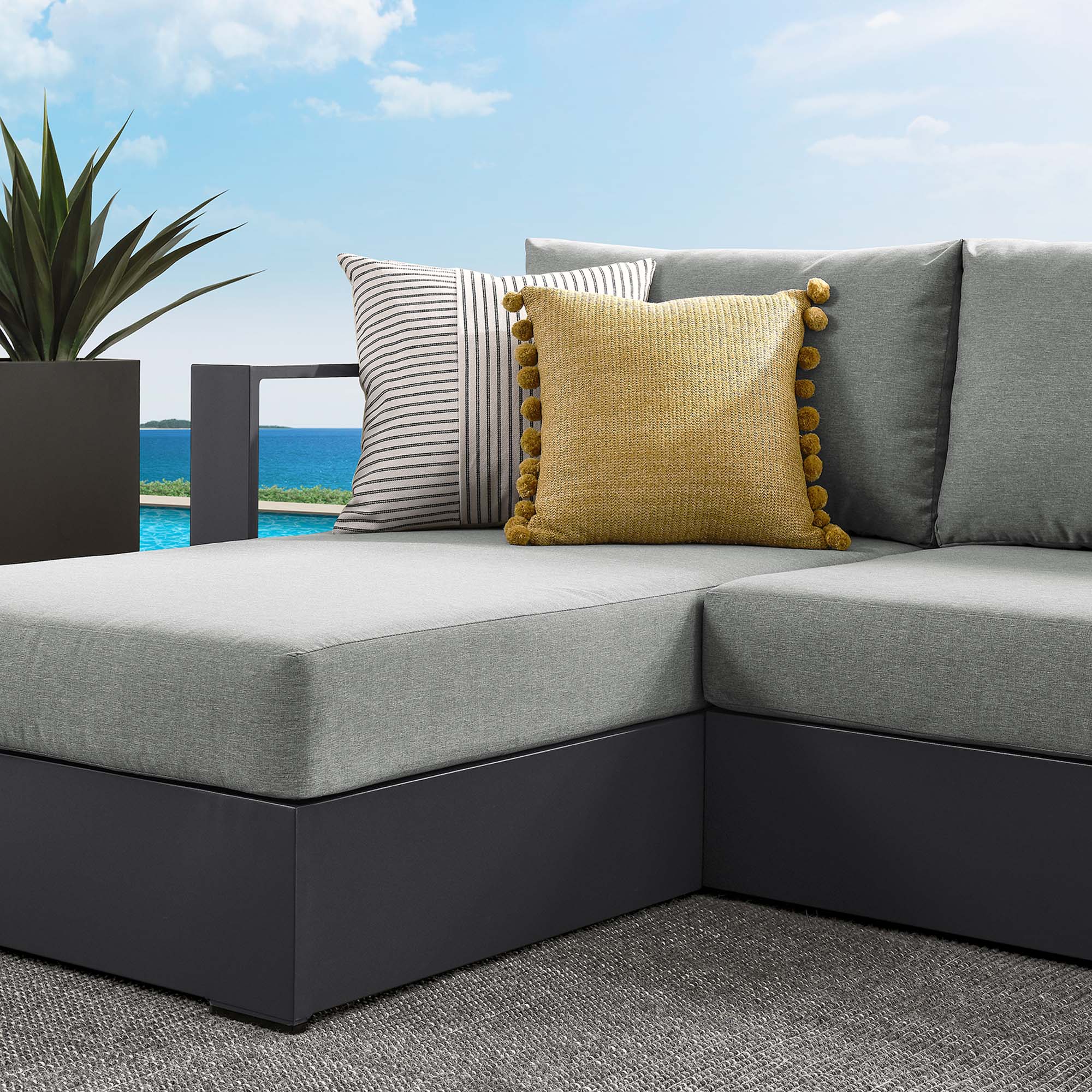 Tahoe 2-Piece Outdoor Patio Powder-Coated Aluminum Sectional Sofa Set - Image 8