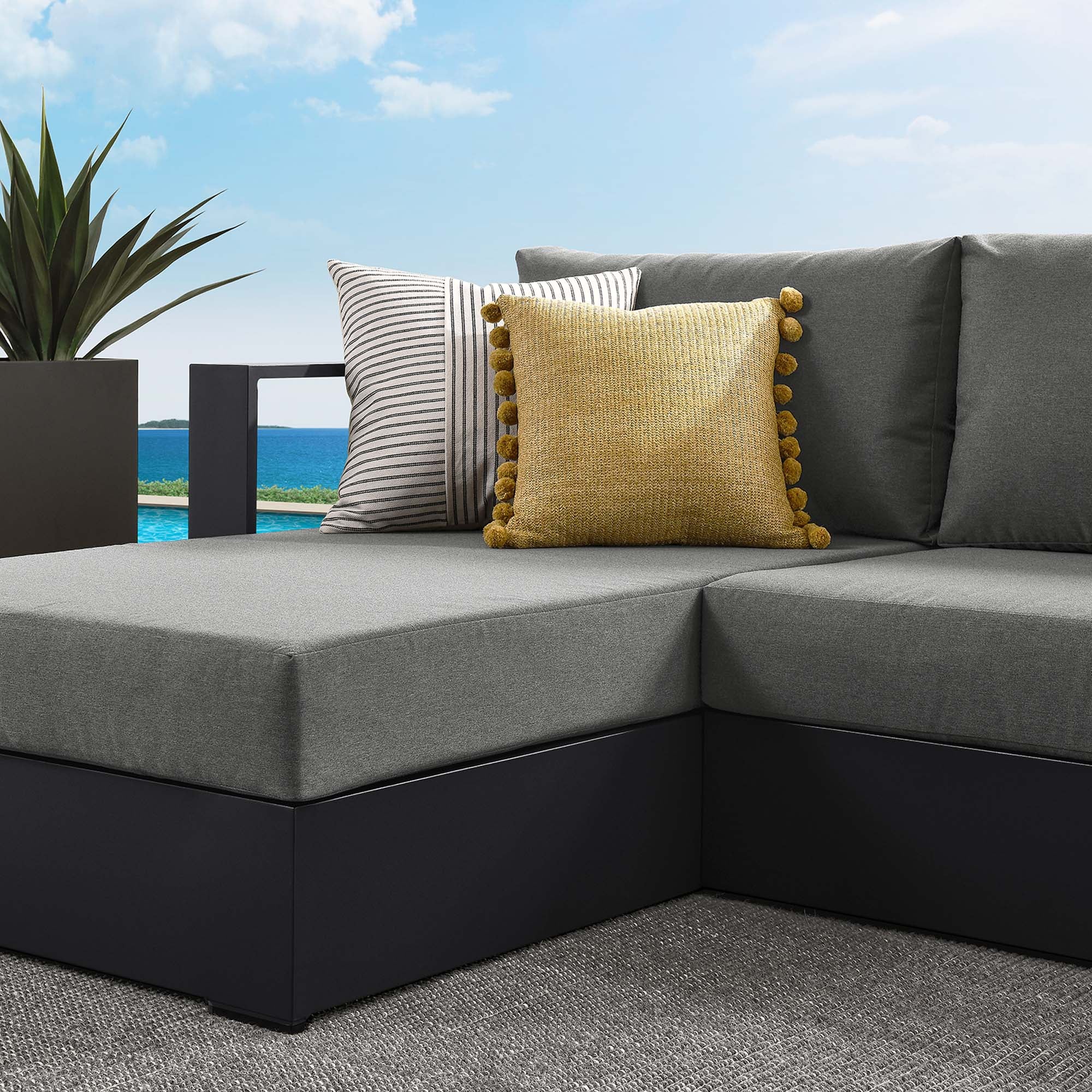 Tahoe 2-Piece Outdoor Patio Powder-Coated Aluminum Sectional Sofa Set - Image 9