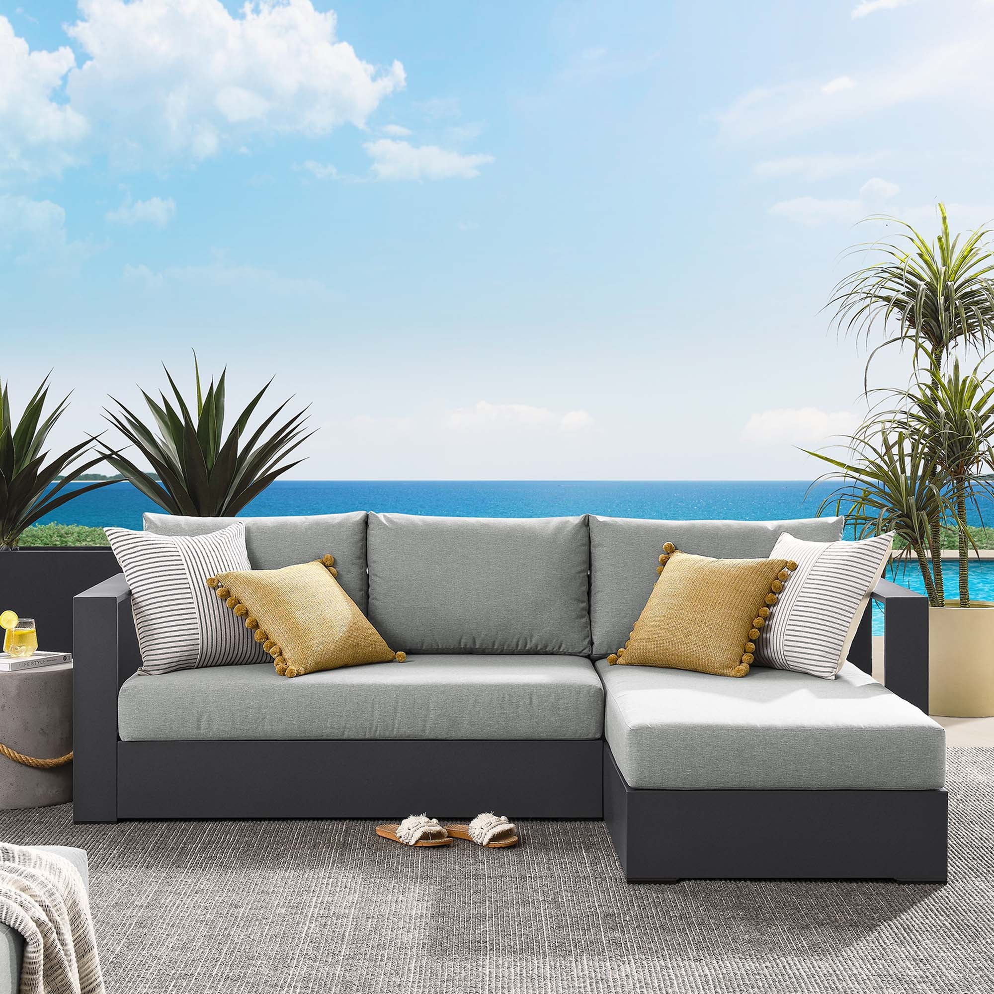 Tahoe 2-Piece Outdoor Aluminum Chaise Sectional Sofa - Image 10