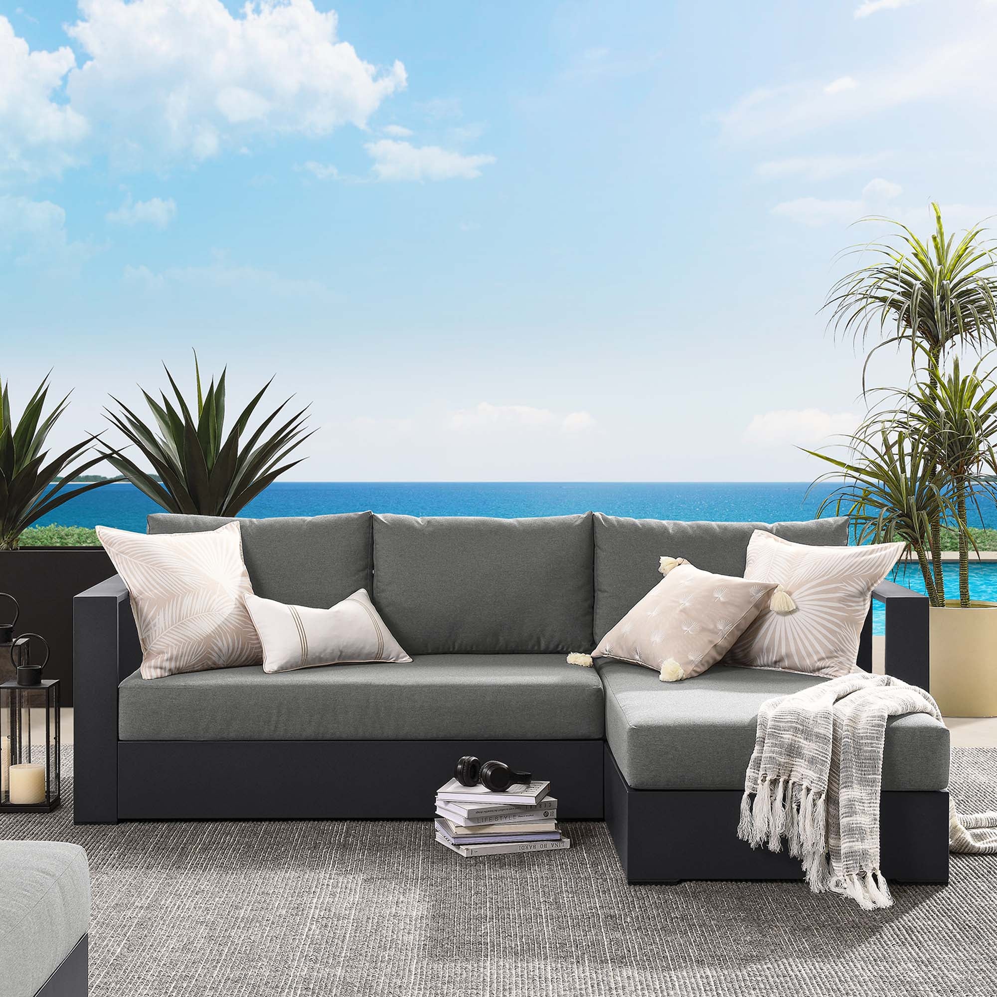 Tahoe 2-Piece Outdoor Aluminum Chaise Sectional Sofa - Image 11