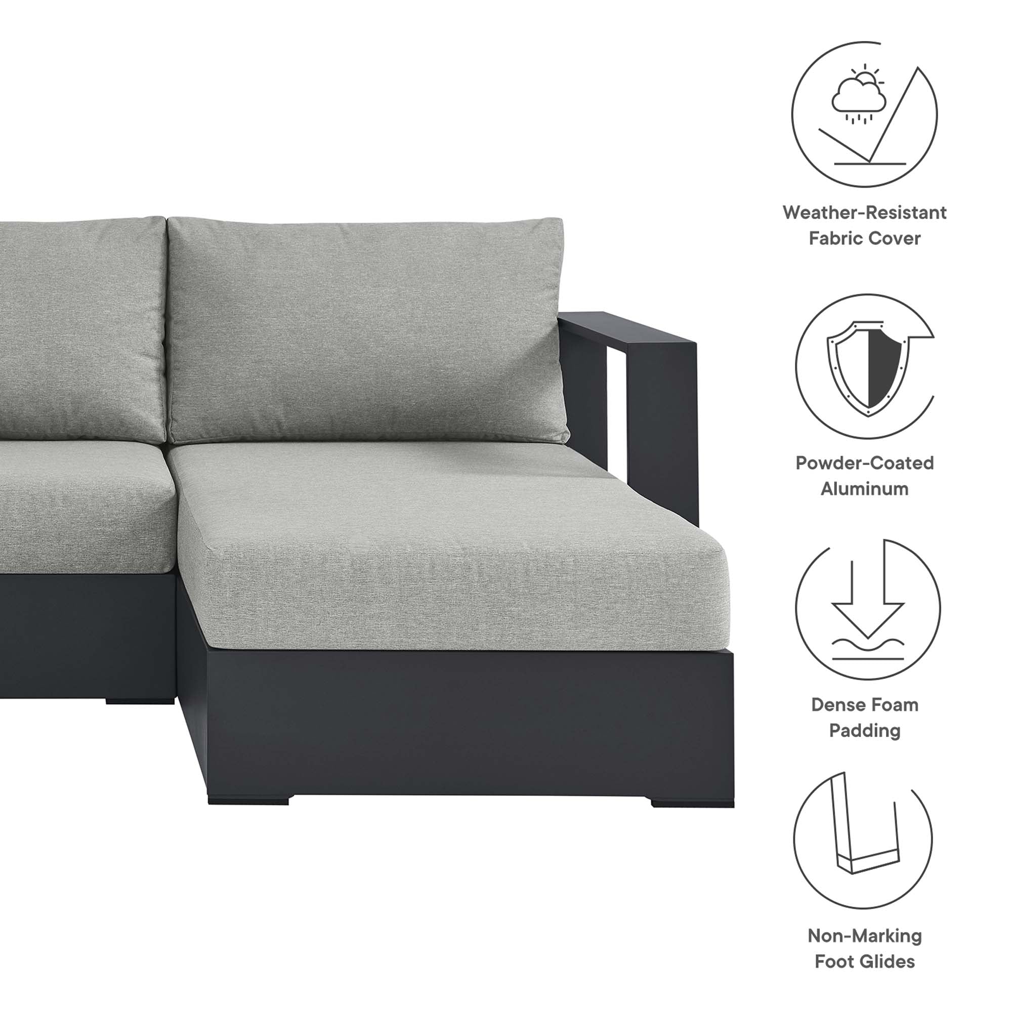 Tahoe 2-Piece Outdoor Aluminum Chaise Sectional Sofa - Image 18