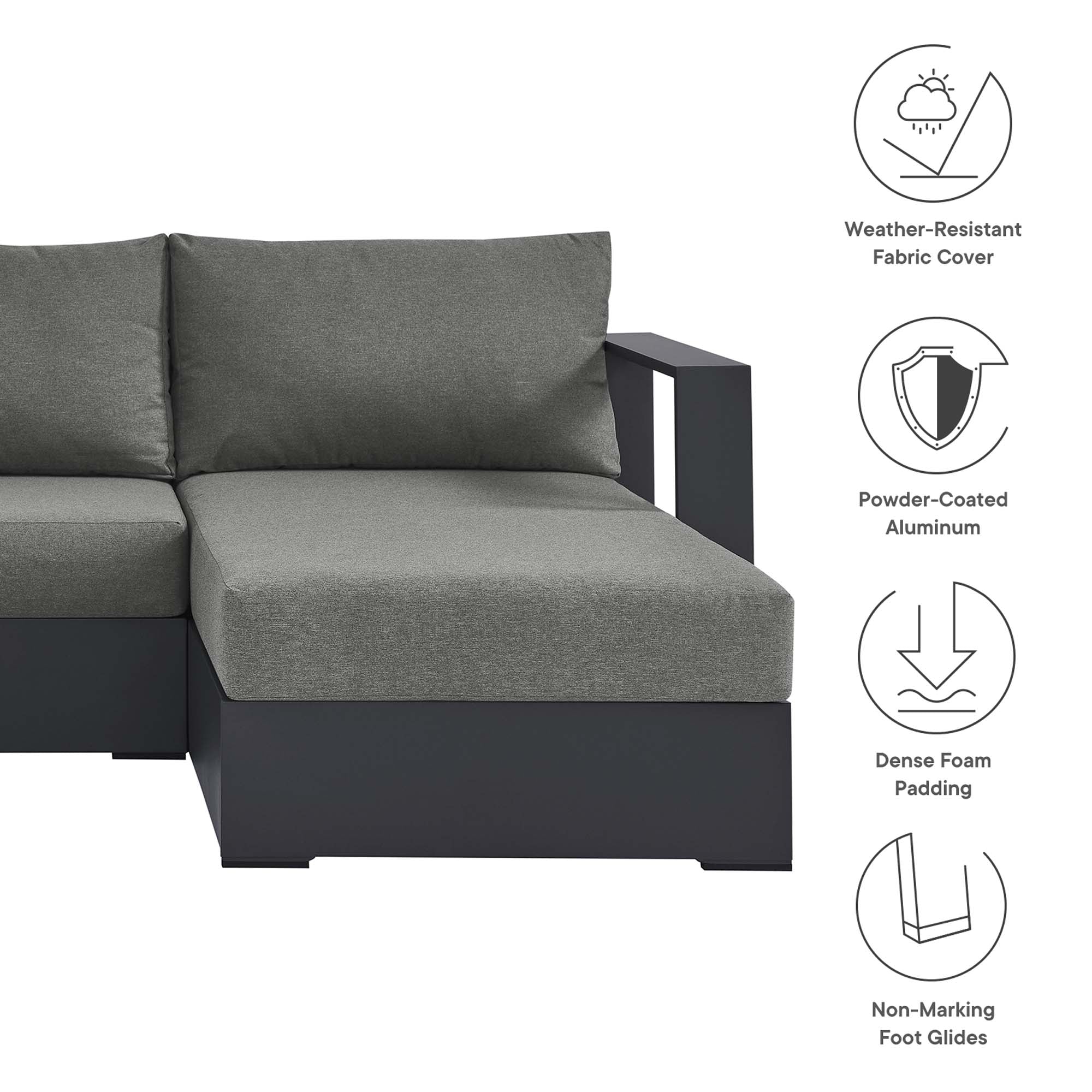 Tahoe 2-Piece Outdoor Aluminum Chaise Sectional Sofa - Image 19