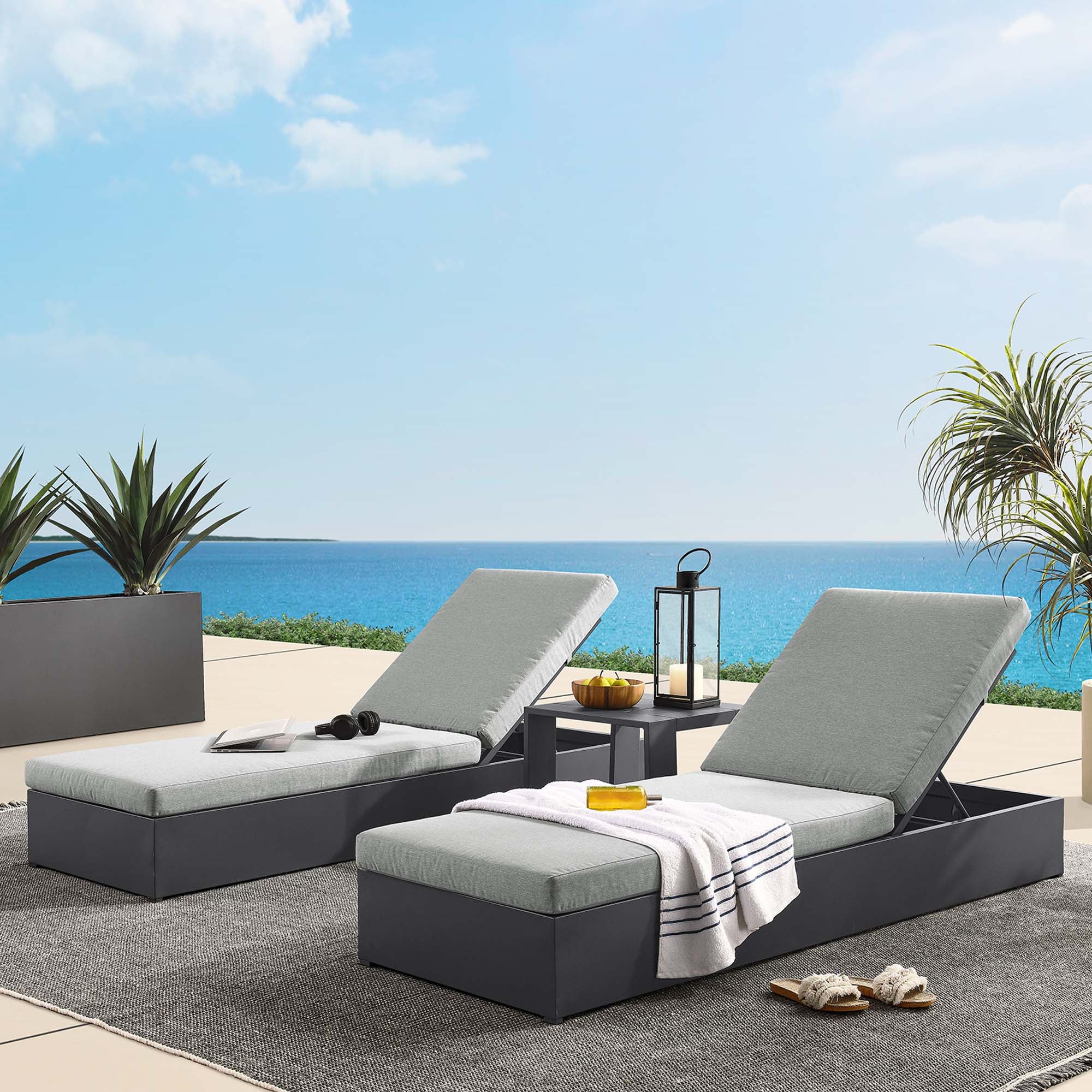 Tahoe 3-Piece Outdoor Patio Chaise Lounge Set - Image 10