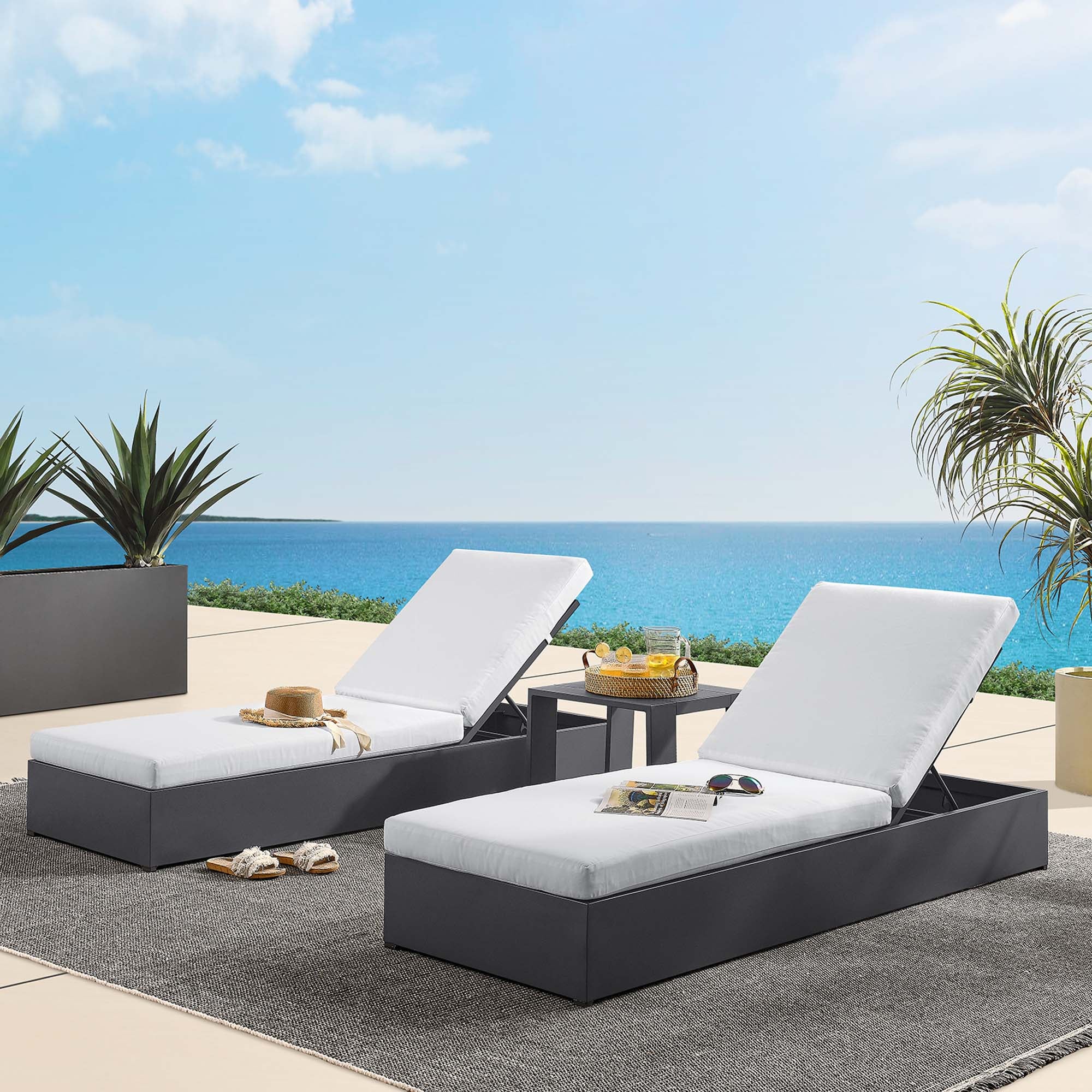 Tahoe 3-Piece Outdoor Patio Chaise Lounge Set - Image 6