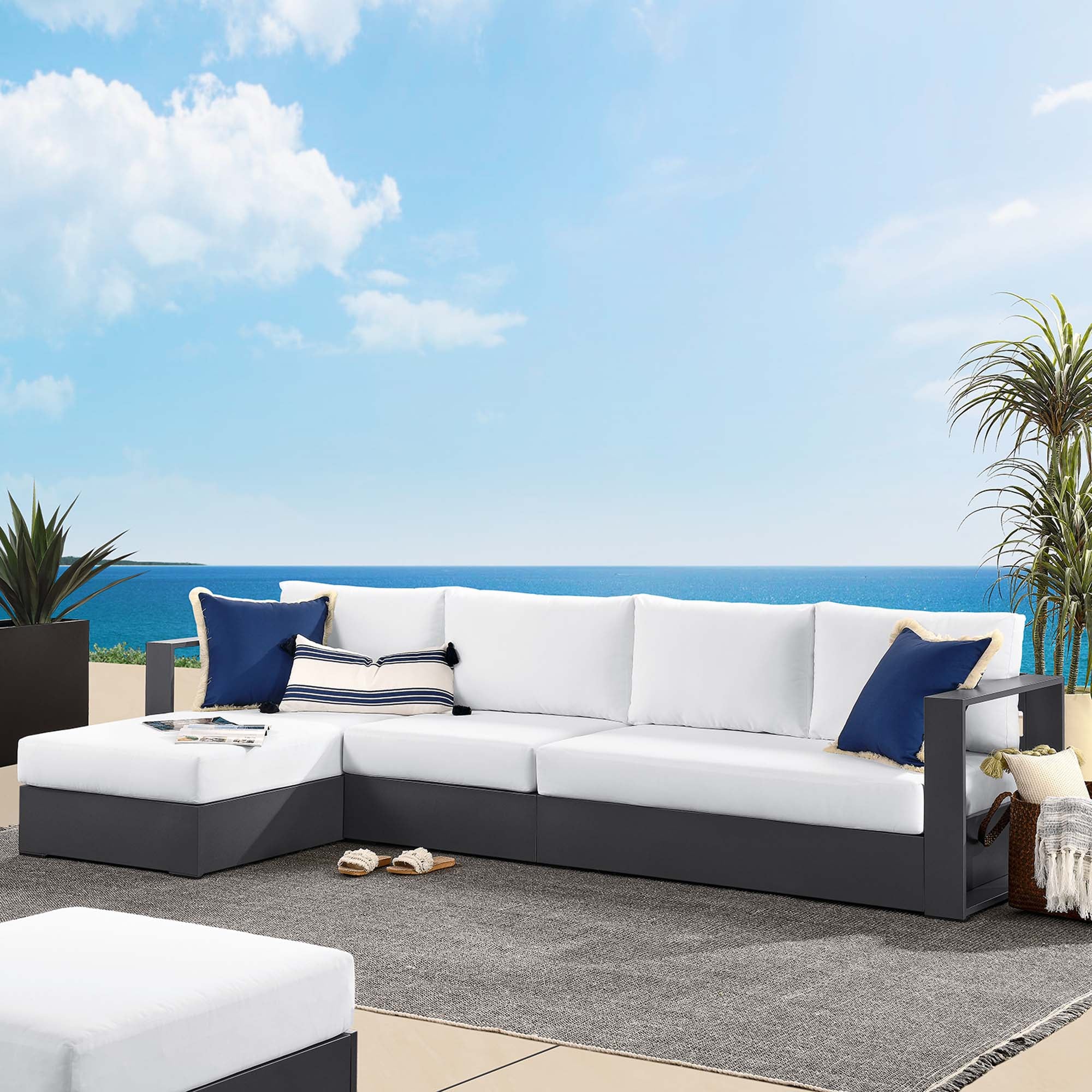 Tahoe 3-Piece Outdoor Patio Powder-Coated Aluminum Sectional Sofa Set by Modway - Image 7
