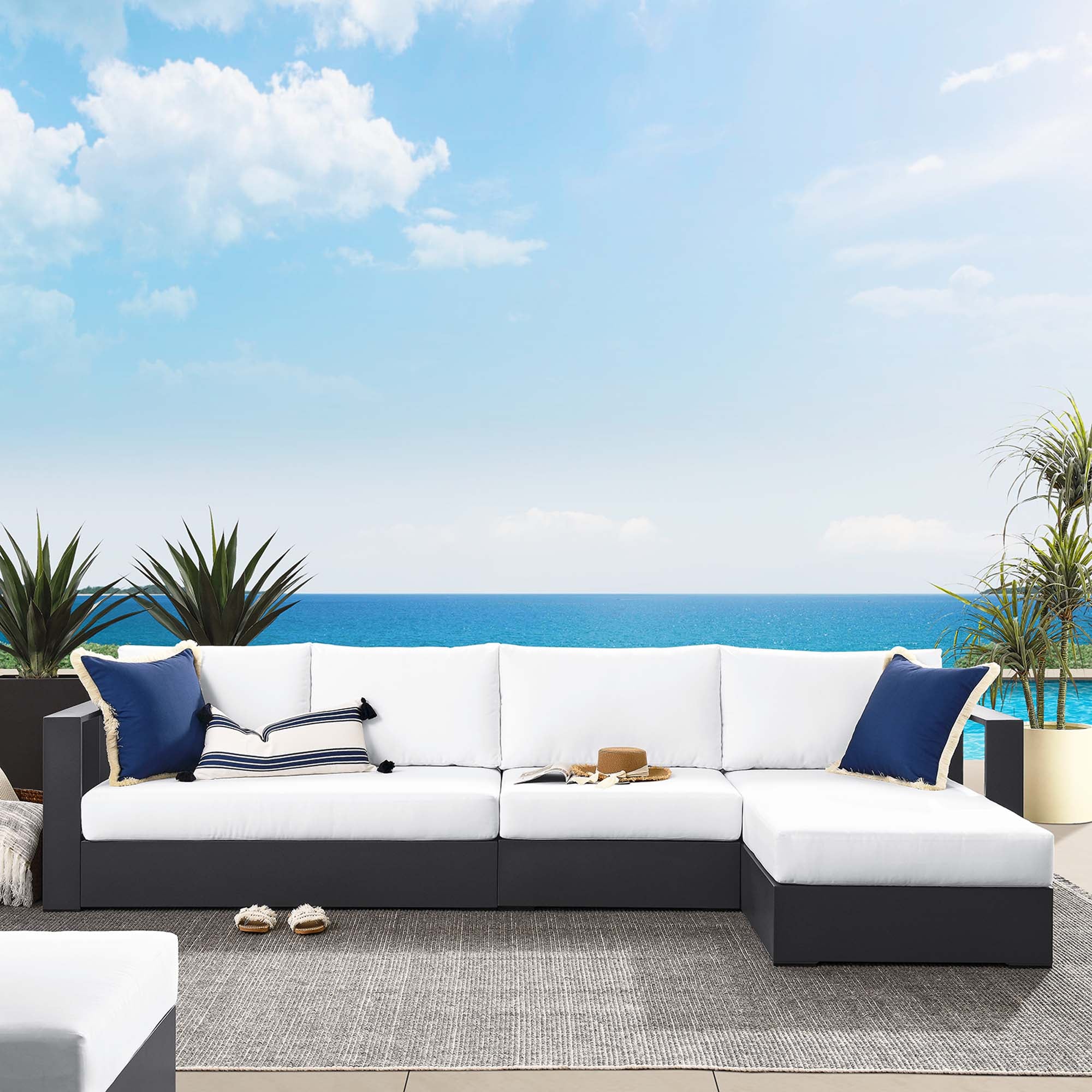 Tahoe 3-Piece Outdoor Patio Powder-Coated Aluminum Sectional Sofa Set - Image 7