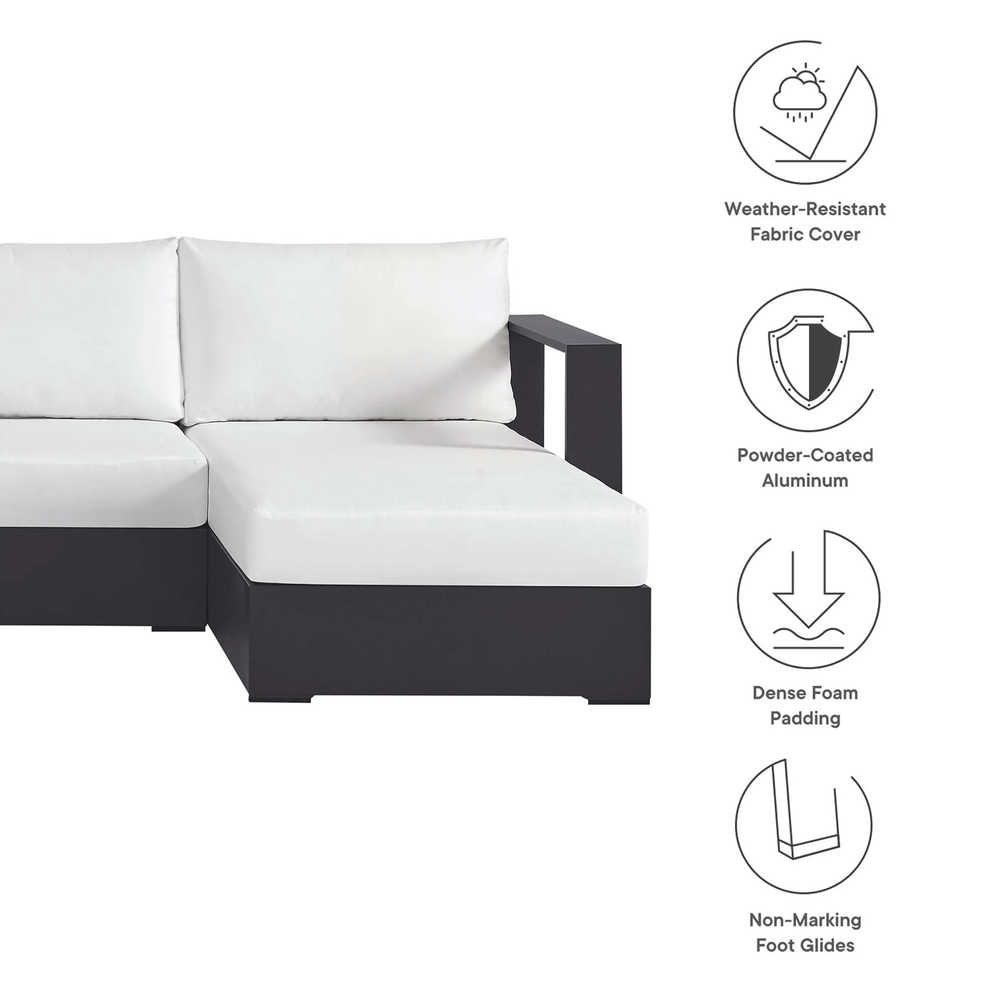 Tahoe 4-Piece Outdoor Patio Sectional Sofa Set by Modway - Image 2