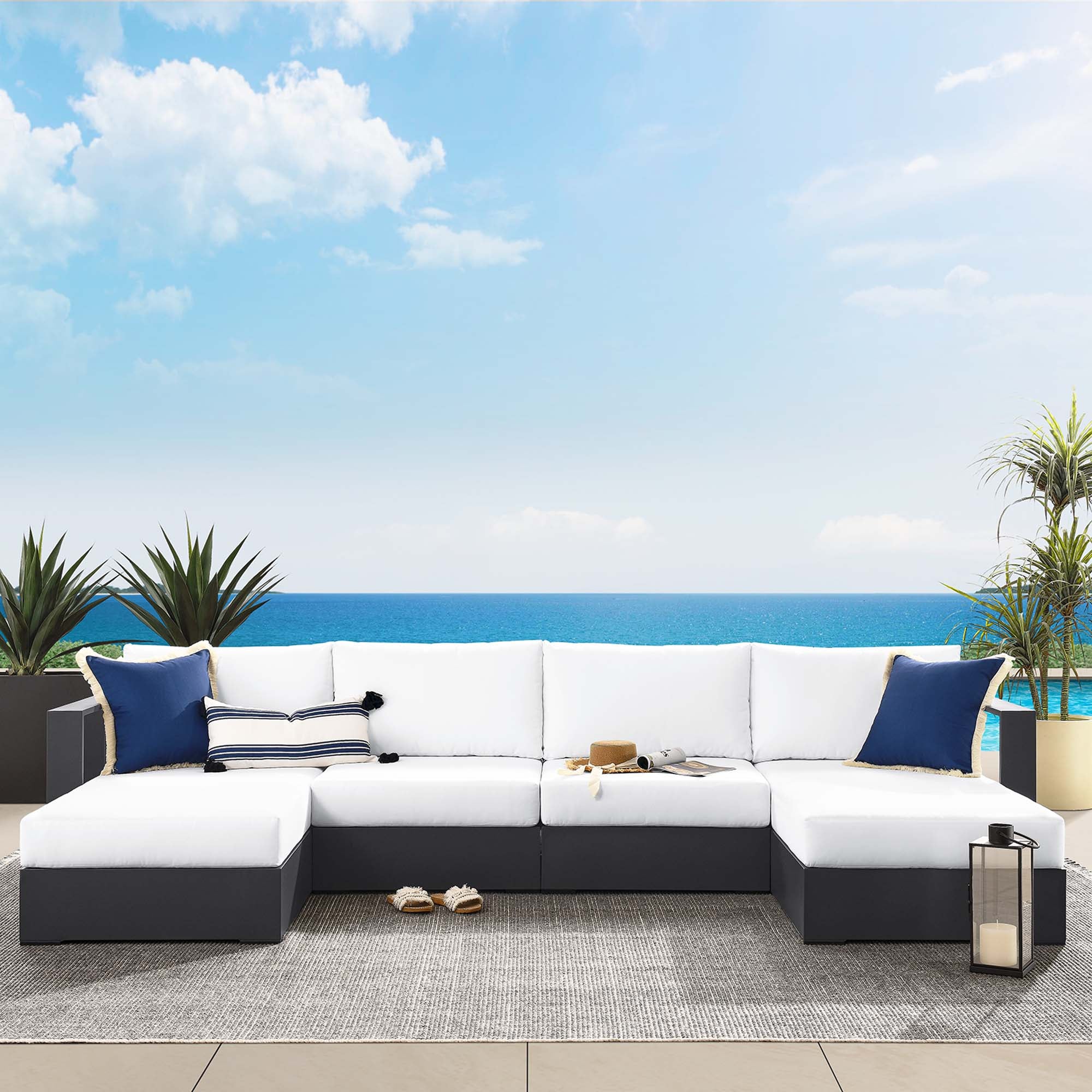 Tahoe 4-Piece Outdoor Patio Sectional Sofa Set by Modway - Image 7