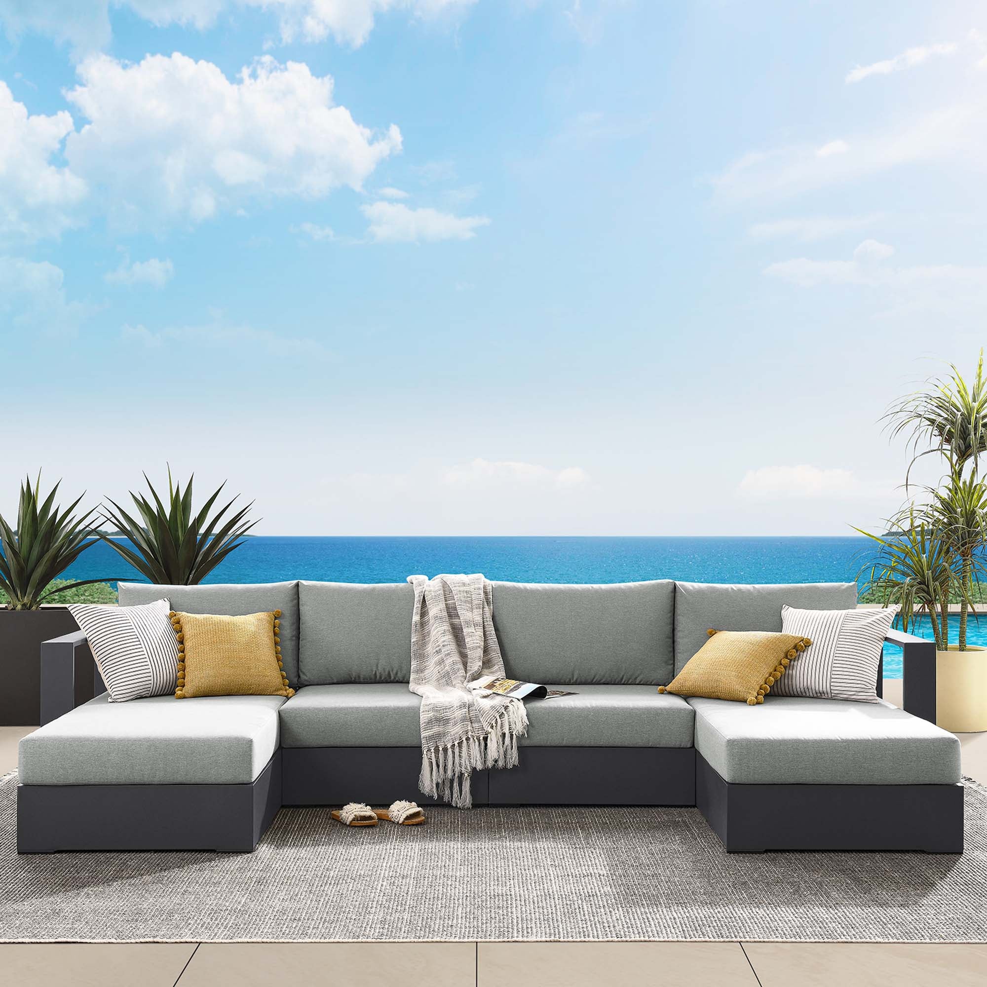 Tahoe 4-Piece Outdoor Patio Sectional Sofa Set by Modway - Image 8