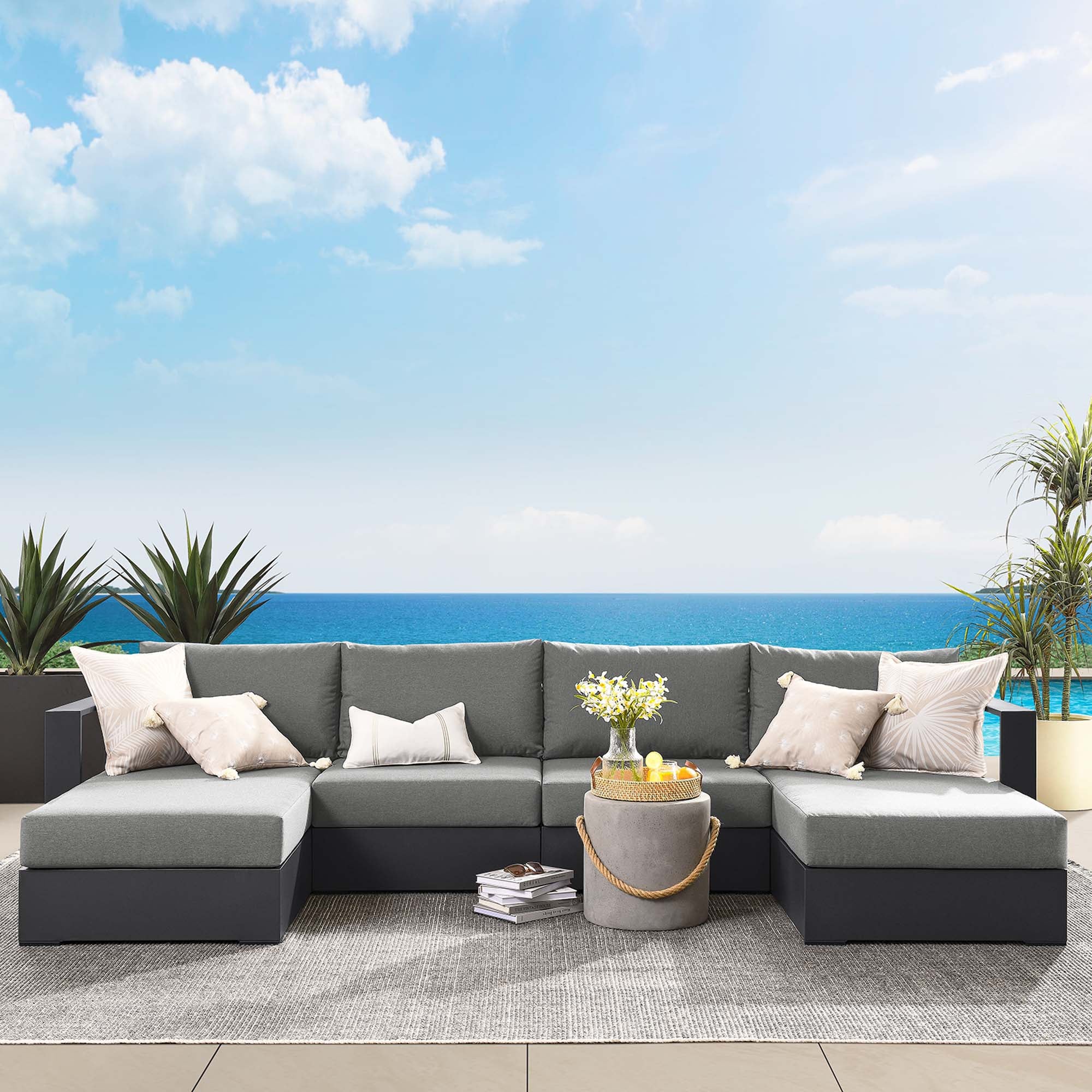 Tahoe 4-Piece Outdoor Patio Sectional Sofa Set by Modway - Image 9