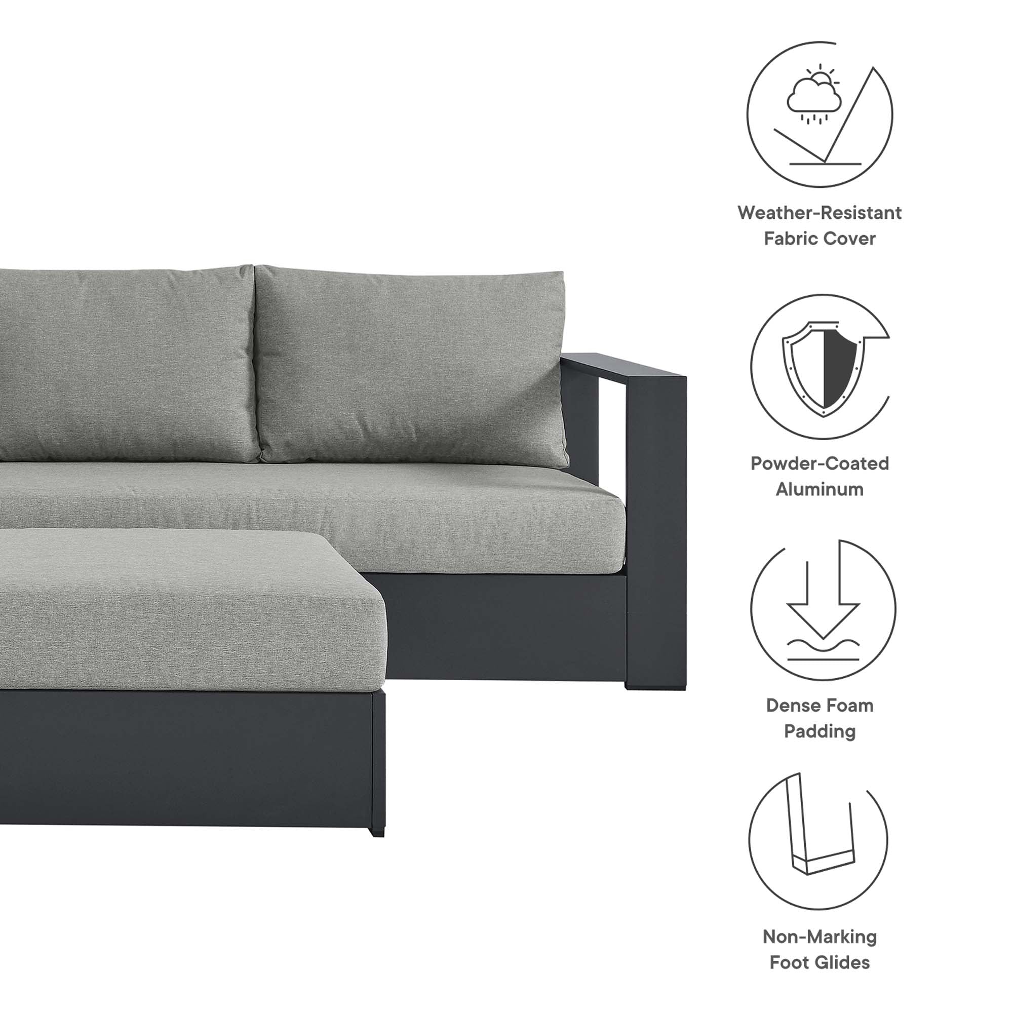 Tahoe 5-Piece Outdoor Patio Sectional Sofa Set by Modway - Image 18
