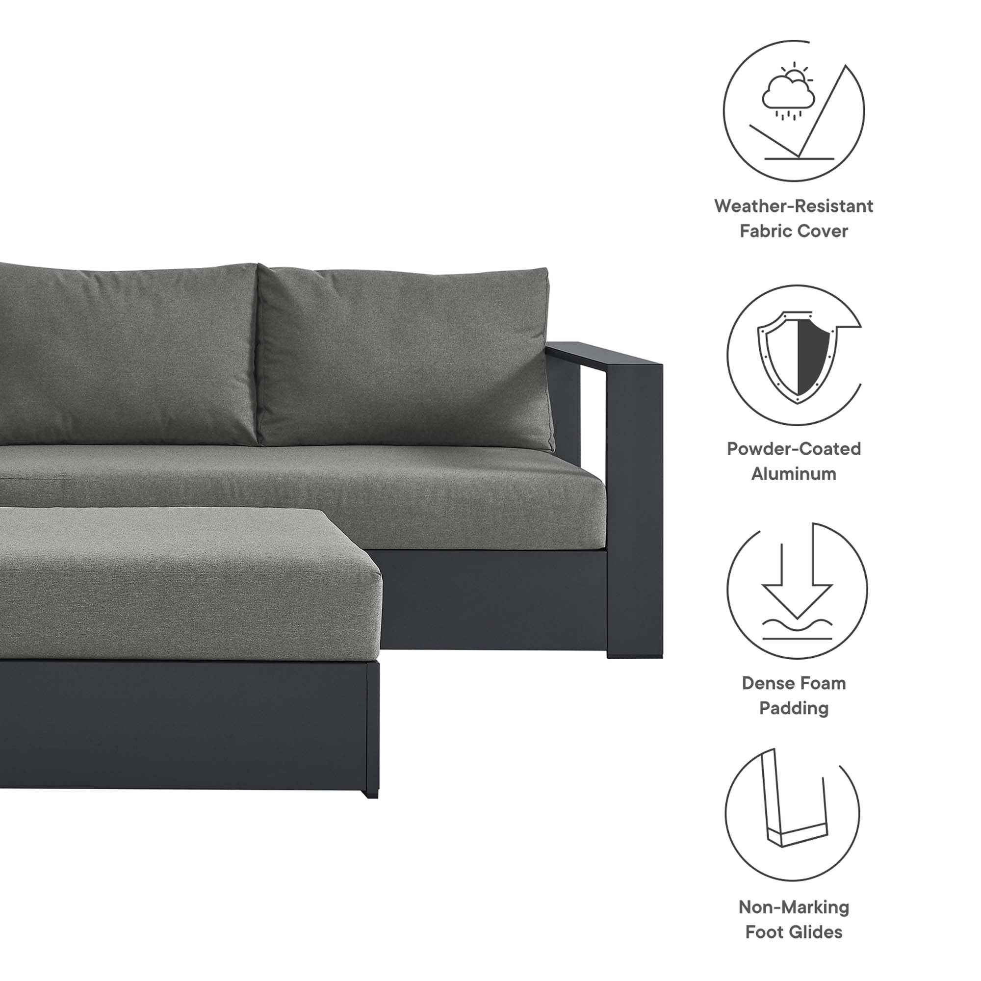 Tahoe 5-Piece Outdoor Patio Sectional Sofa Set by Modway - Image 19