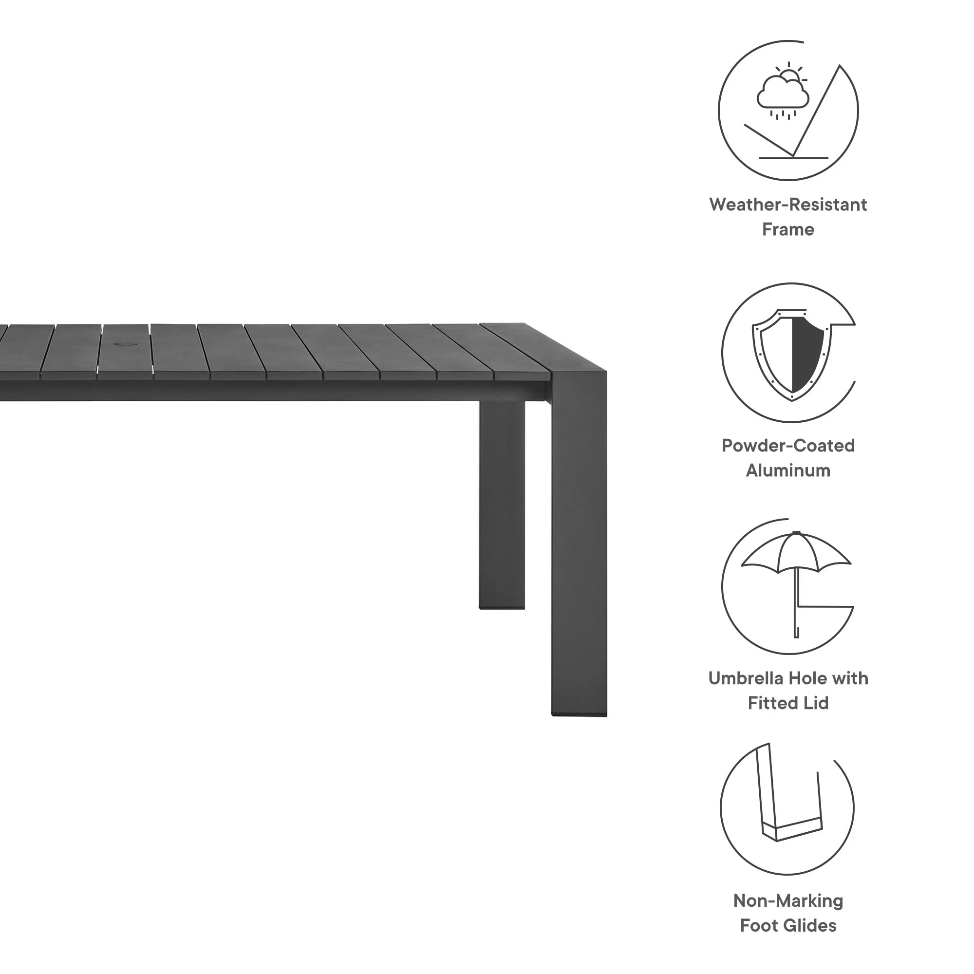 Tahoe 9-Piece Outdoor Patio Aluminum Dining Set by Modway - Image 13