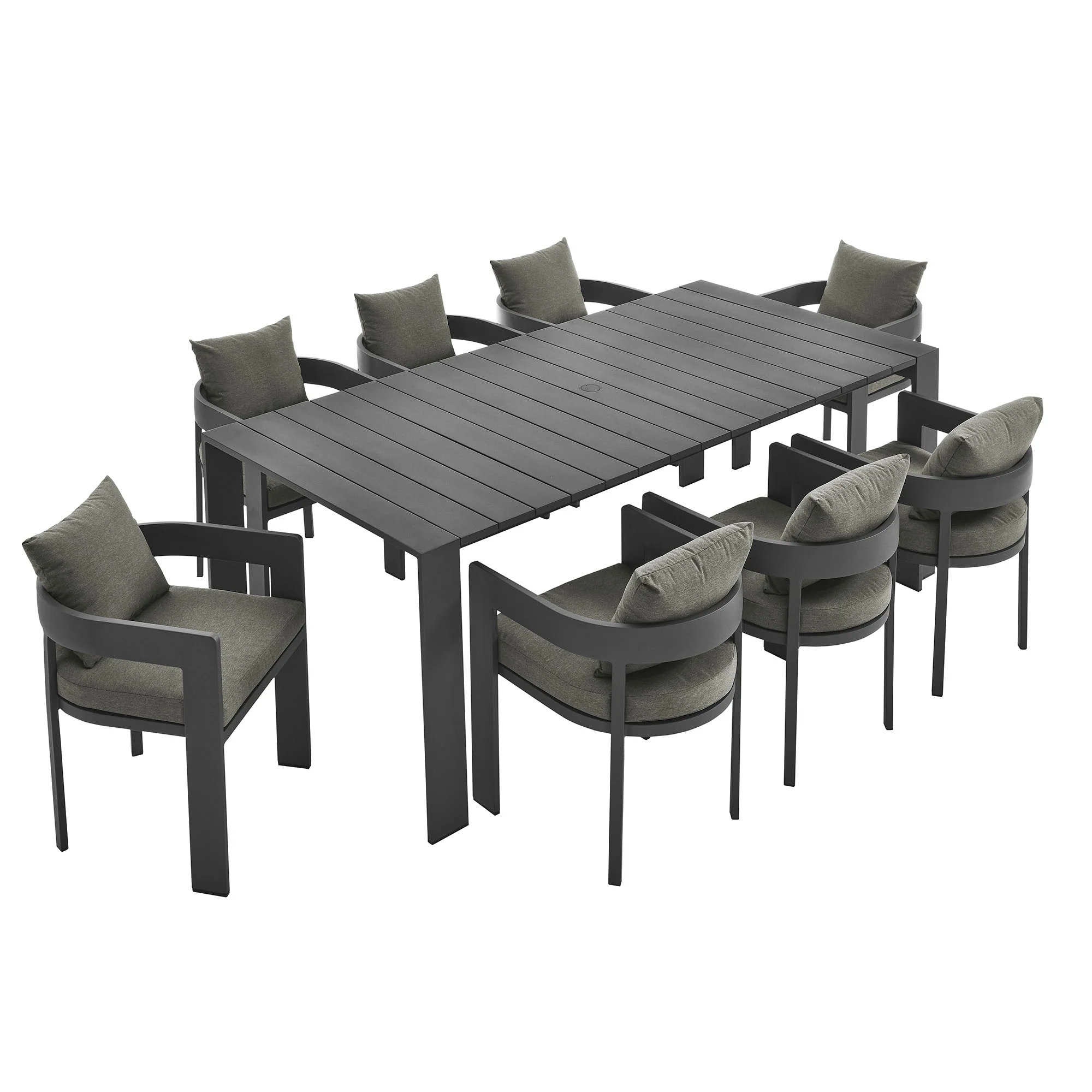 Tahoe 9-Piece Outdoor Patio Aluminum Dining Set by Modway - Image 20