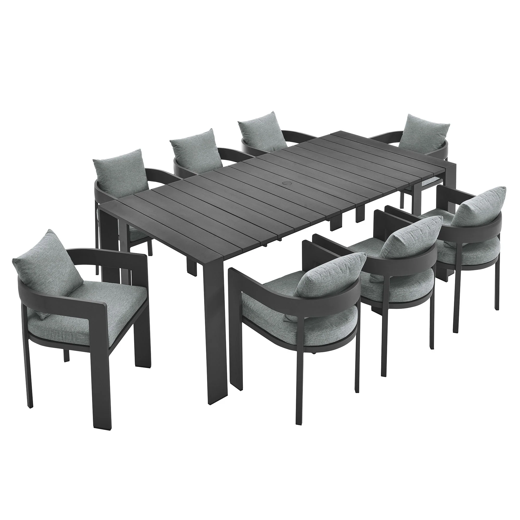 Tahoe 9-Piece Outdoor Patio Aluminum Dining Set by Modway - Image 21