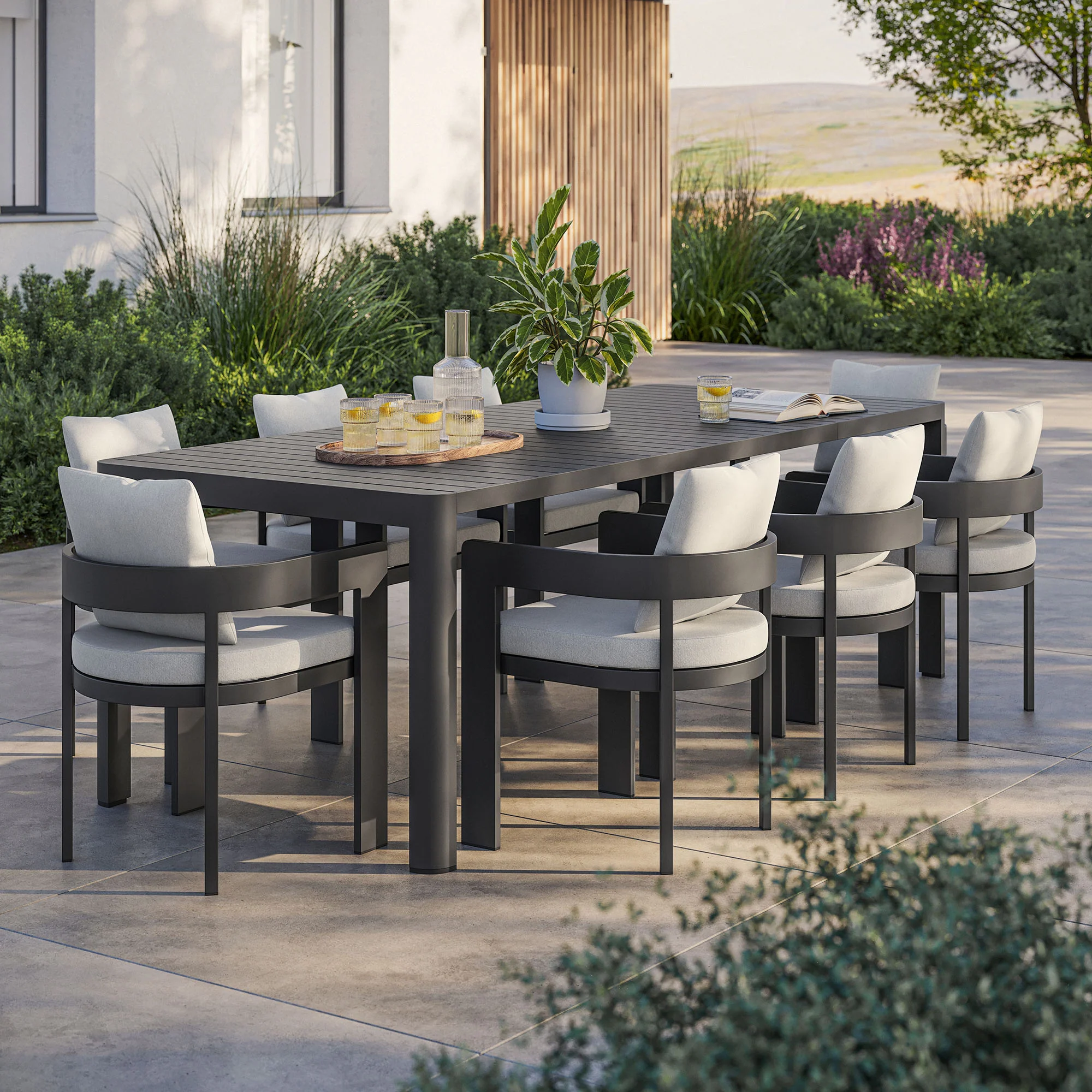 Tahoe 9-Piece Outdoor Patio Aluminum Dining Set with Extendable Table by Modway - Image 10