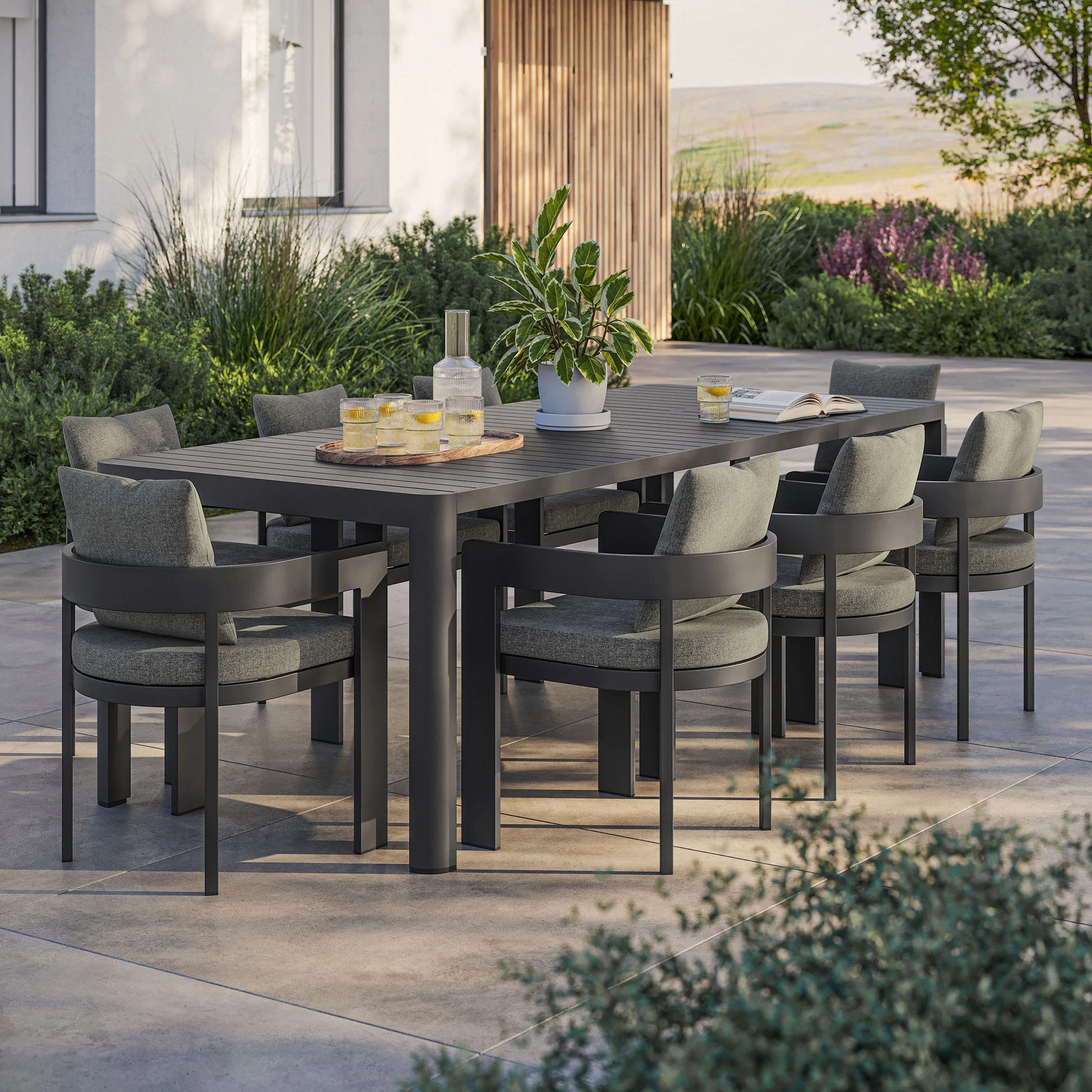 Tahoe 9-Piece Outdoor Patio Aluminum Dining Set with Extendable Table by Modway - Image 11