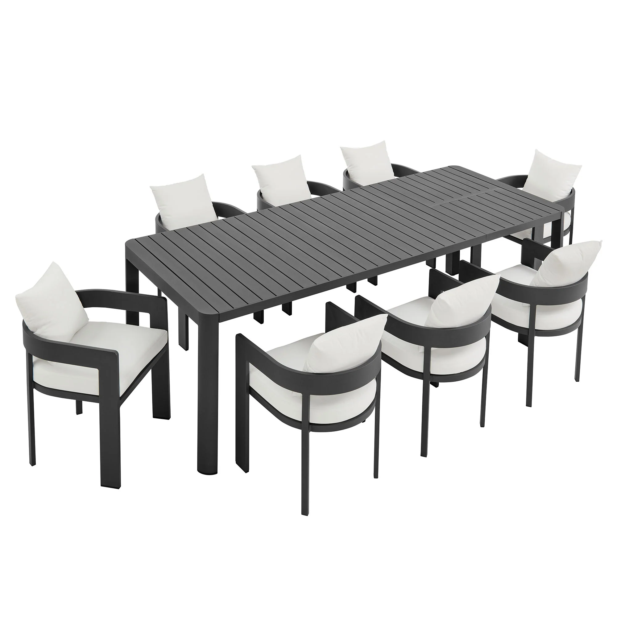 Tahoe 9-Piece Outdoor Patio Aluminum Dining Set with Extendable Table by Modway - Image 12