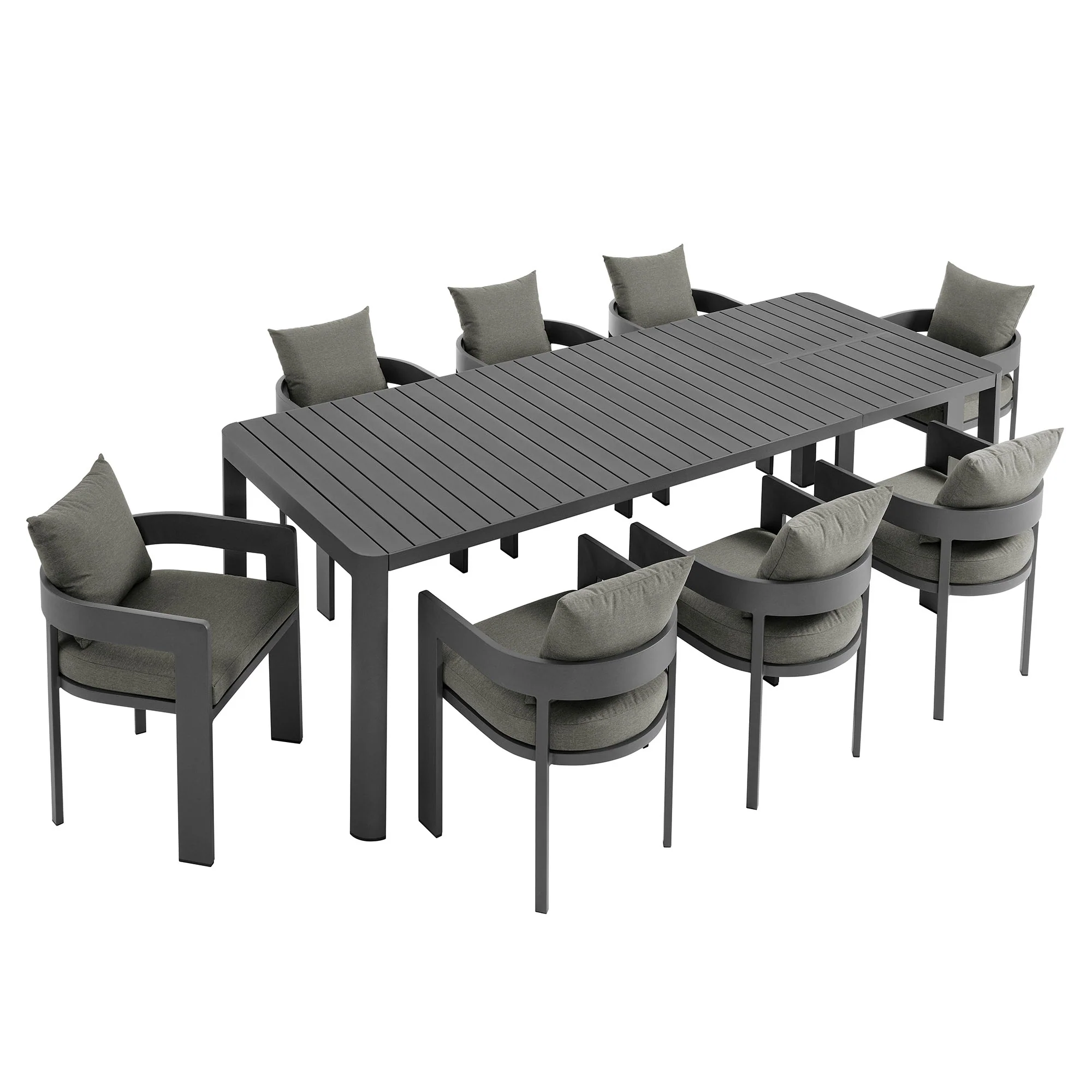 Tahoe 9-Piece Outdoor Patio Aluminum Dining Set with Extendable Table by Modway - Image 13