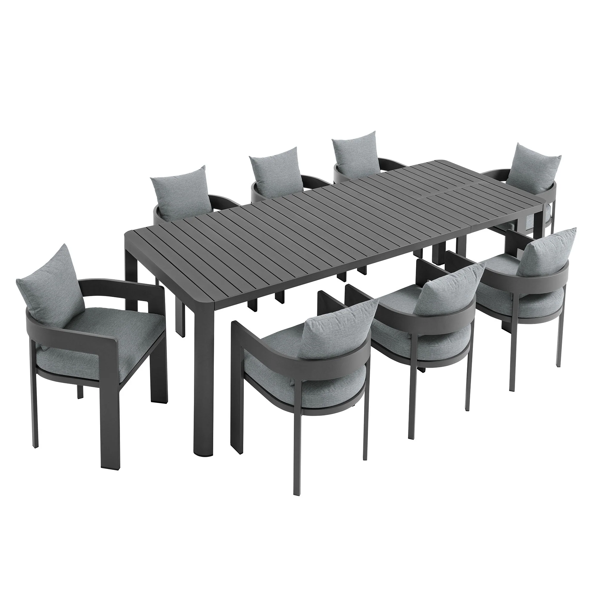 Tahoe 9-Piece Outdoor Patio Aluminum Dining Set with Extendable Table by Modway - Image 5