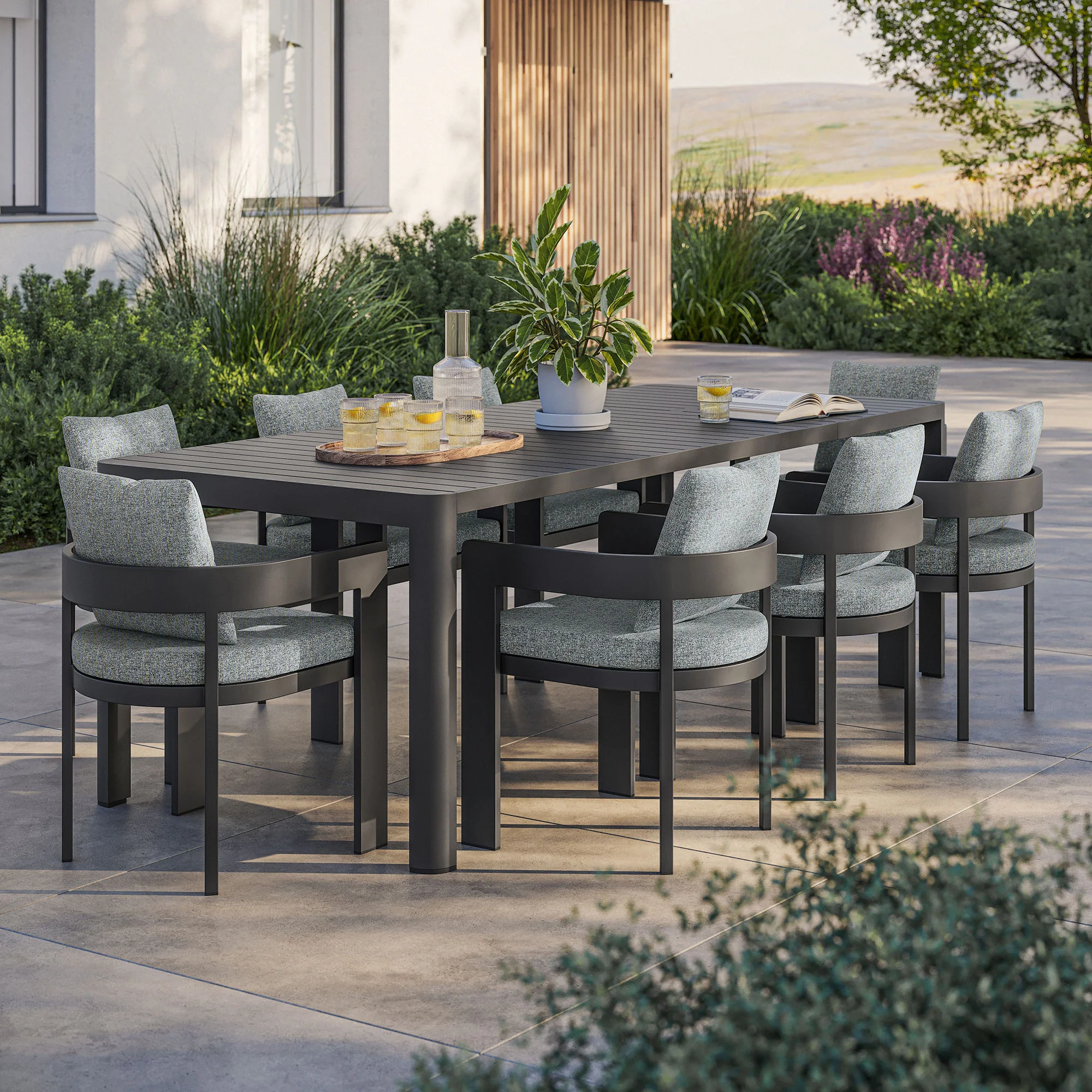 Tahoe 9-Piece Outdoor Patio Aluminum Dining Set with Extendable Table by Modway - Image 6