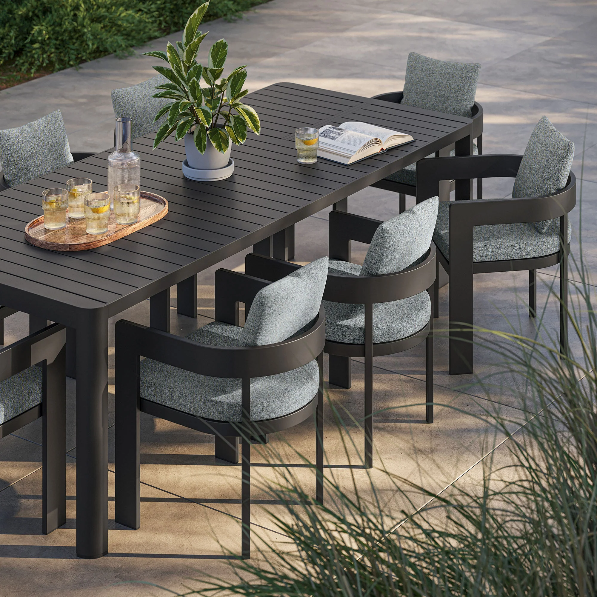 Tahoe 9-Piece Outdoor Patio Aluminum Dining Set with Extendable Table by Modway - Image 7