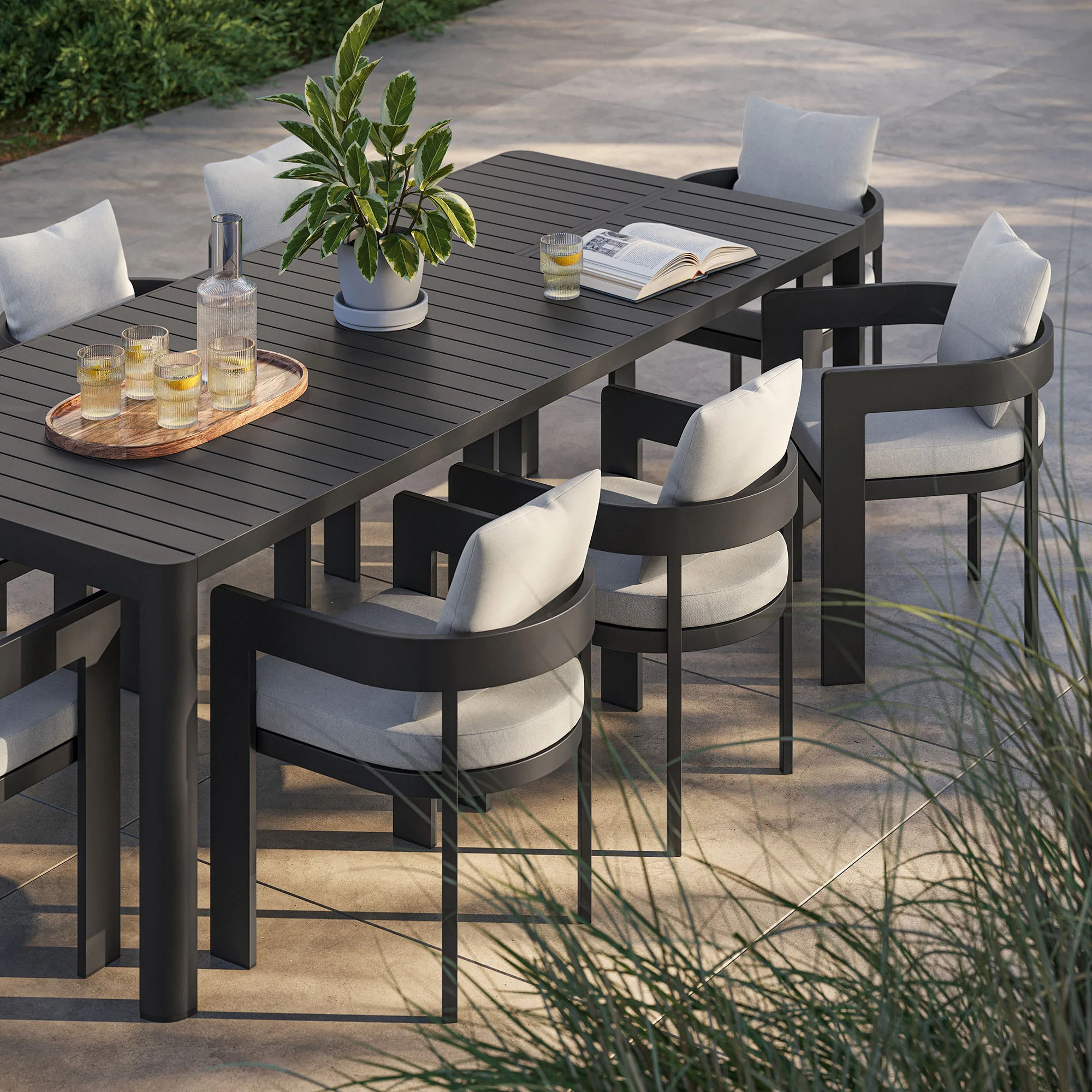 Tahoe 9-Piece Outdoor Patio Aluminum Dining Set with Extendable Table by Modway - Image 8