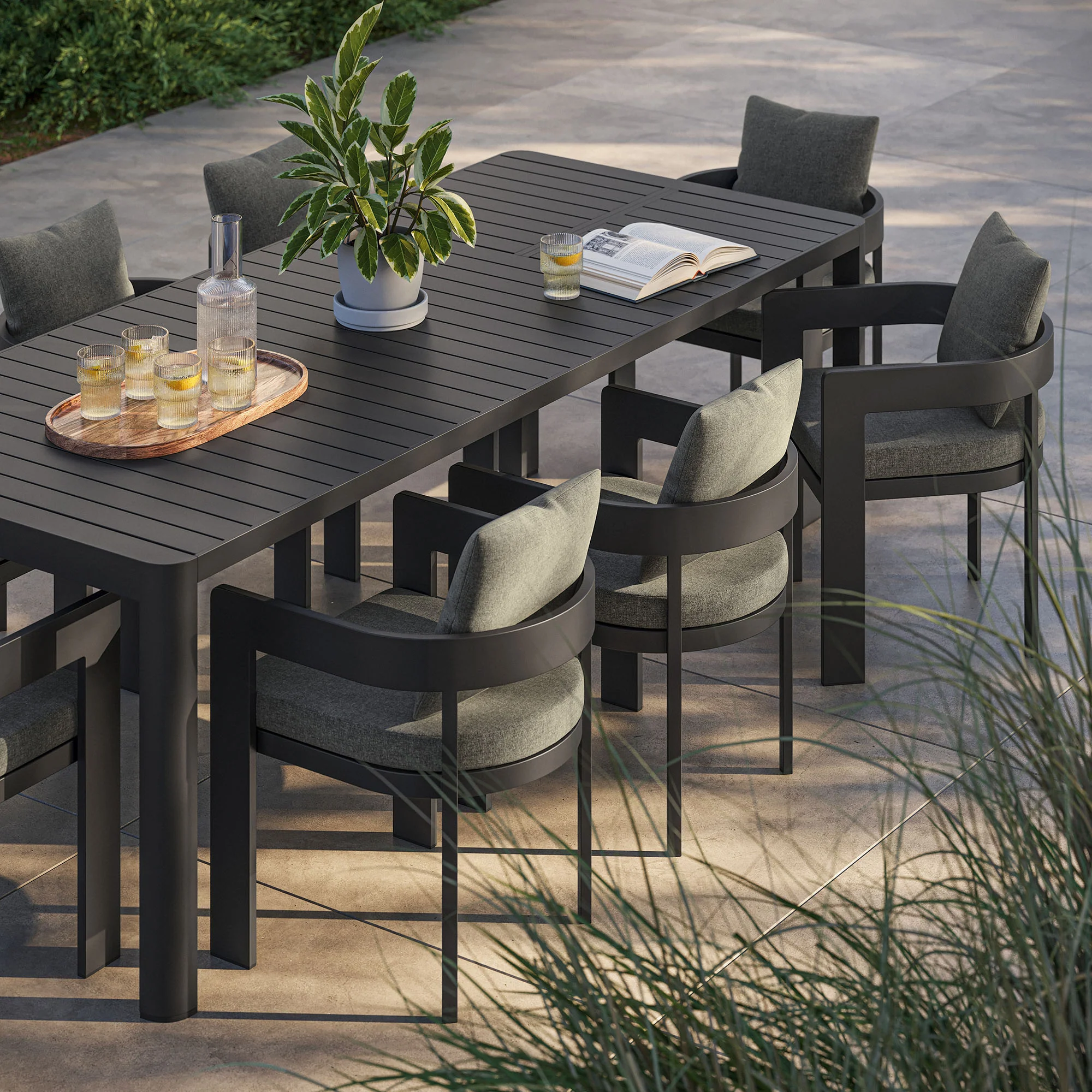 Tahoe 9-Piece Outdoor Patio Aluminum Dining Set with Extendable Table by Modway - Image 9