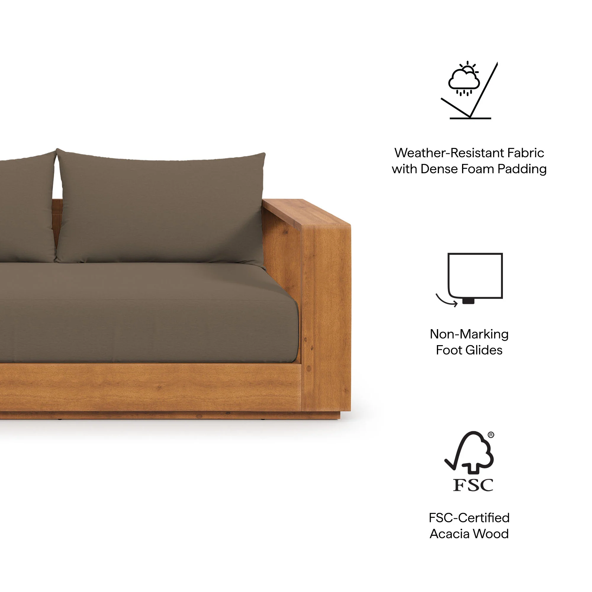 Tahoe Acacia Wood Outdoor Patio Loveseat by Modway - Image 12