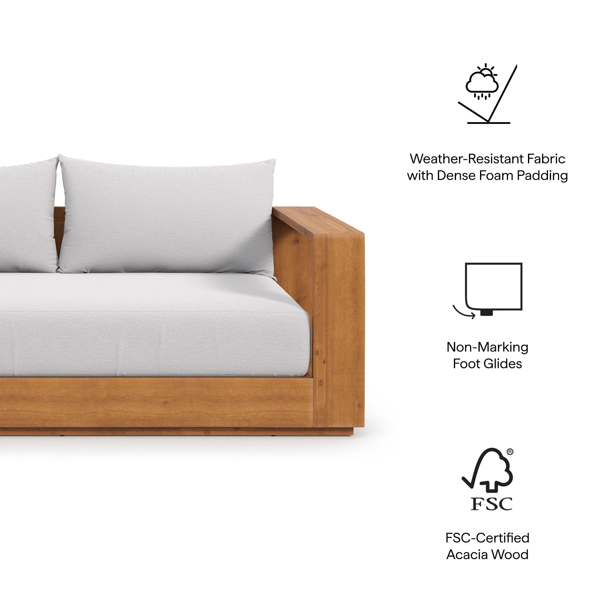 Tahoe Acacia Wood Outdoor Patio Loveseat by Modway - Image 2