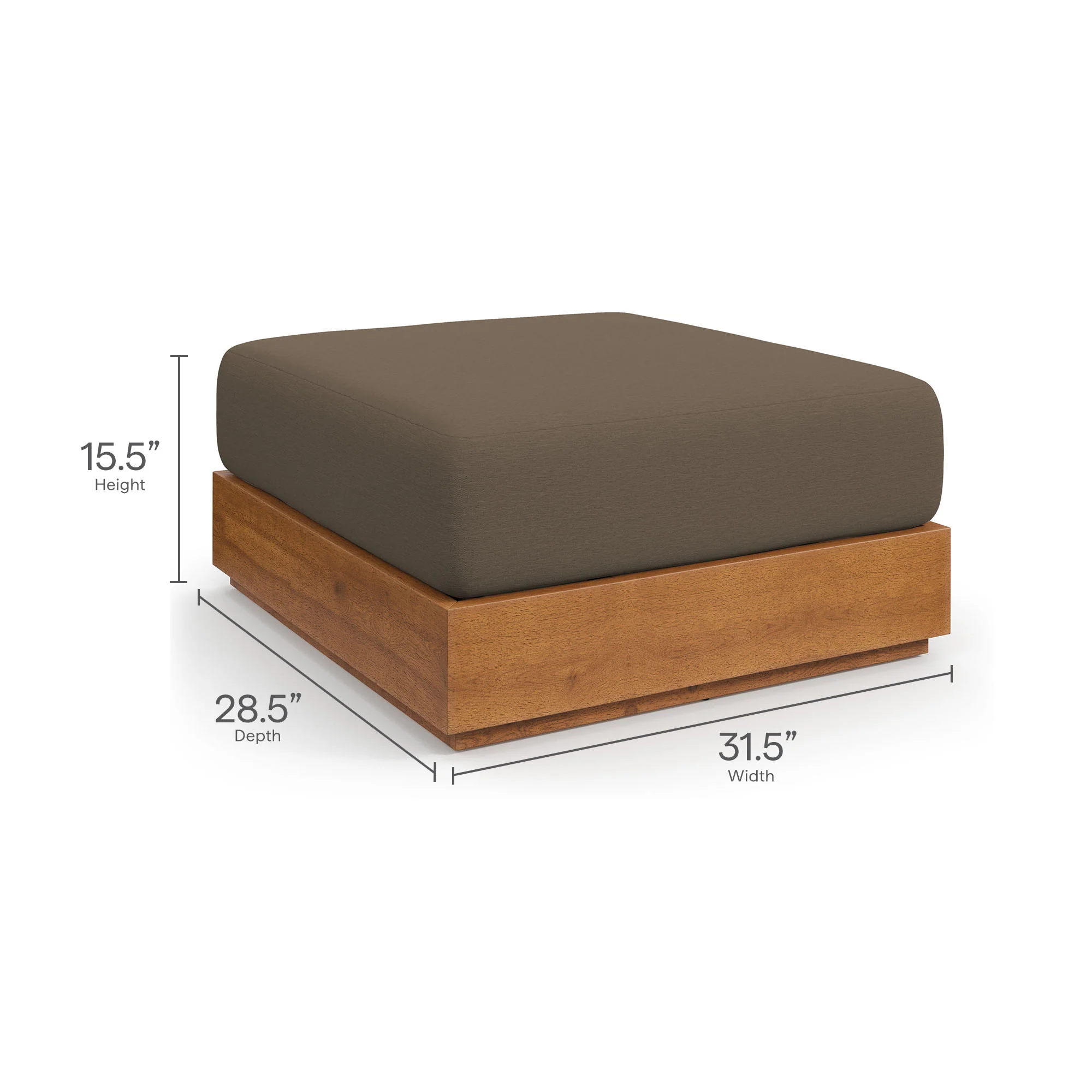 Tahoe Outdoor Patio Acacia Wood Ottoman by Modway - Image 12