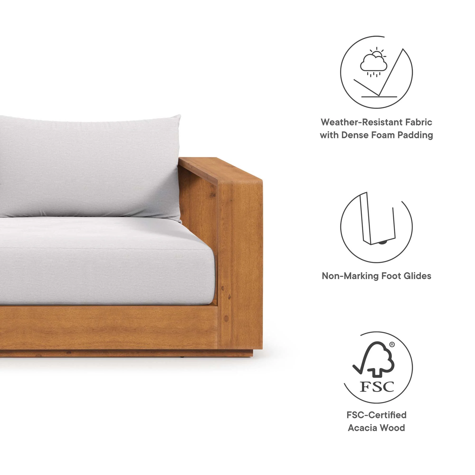 Tahoe Outdoor Patio Acacia Wood Ottoman by Modway - Image 2