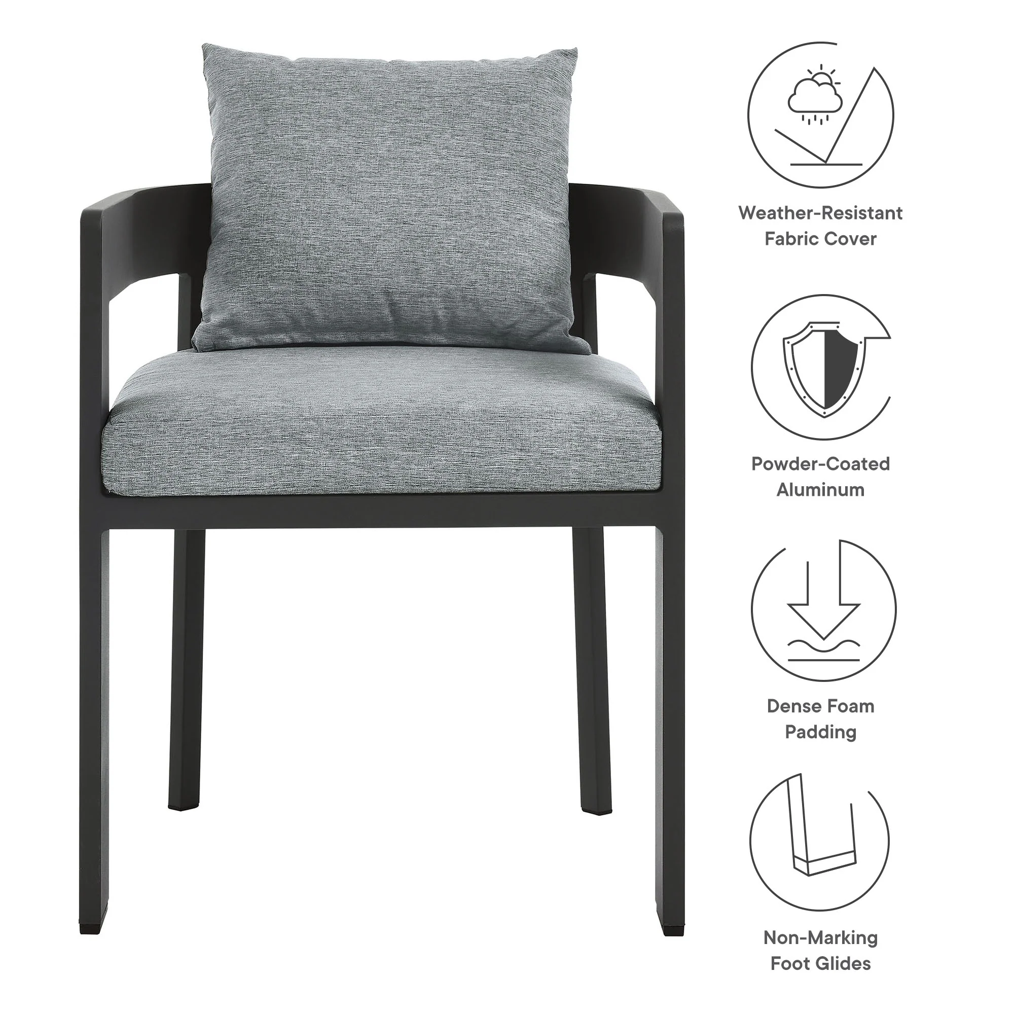 Tahoe Outdoor Patio Aluminum Dining Chair by Modway - Image 2