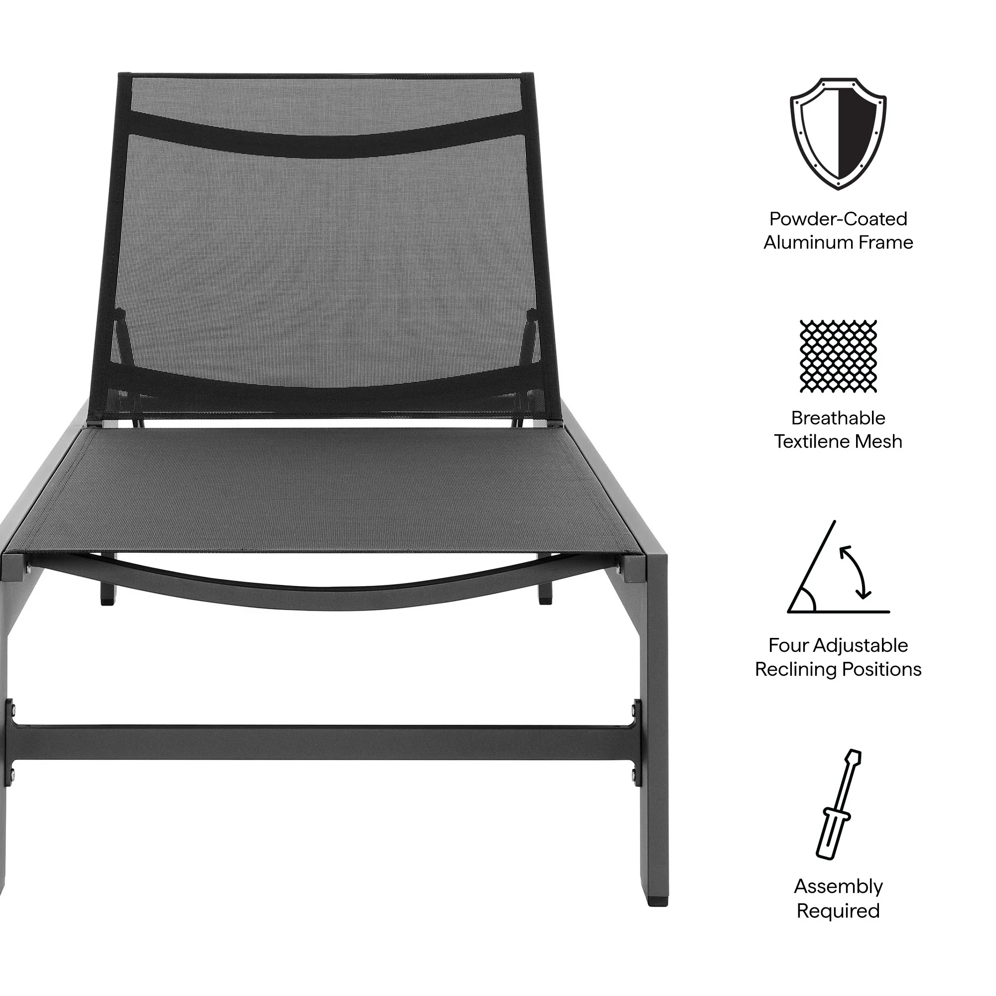 Tahoe Outdoor Patio Mesh and Aluminum Chaise Lounge by Modway - Image 2