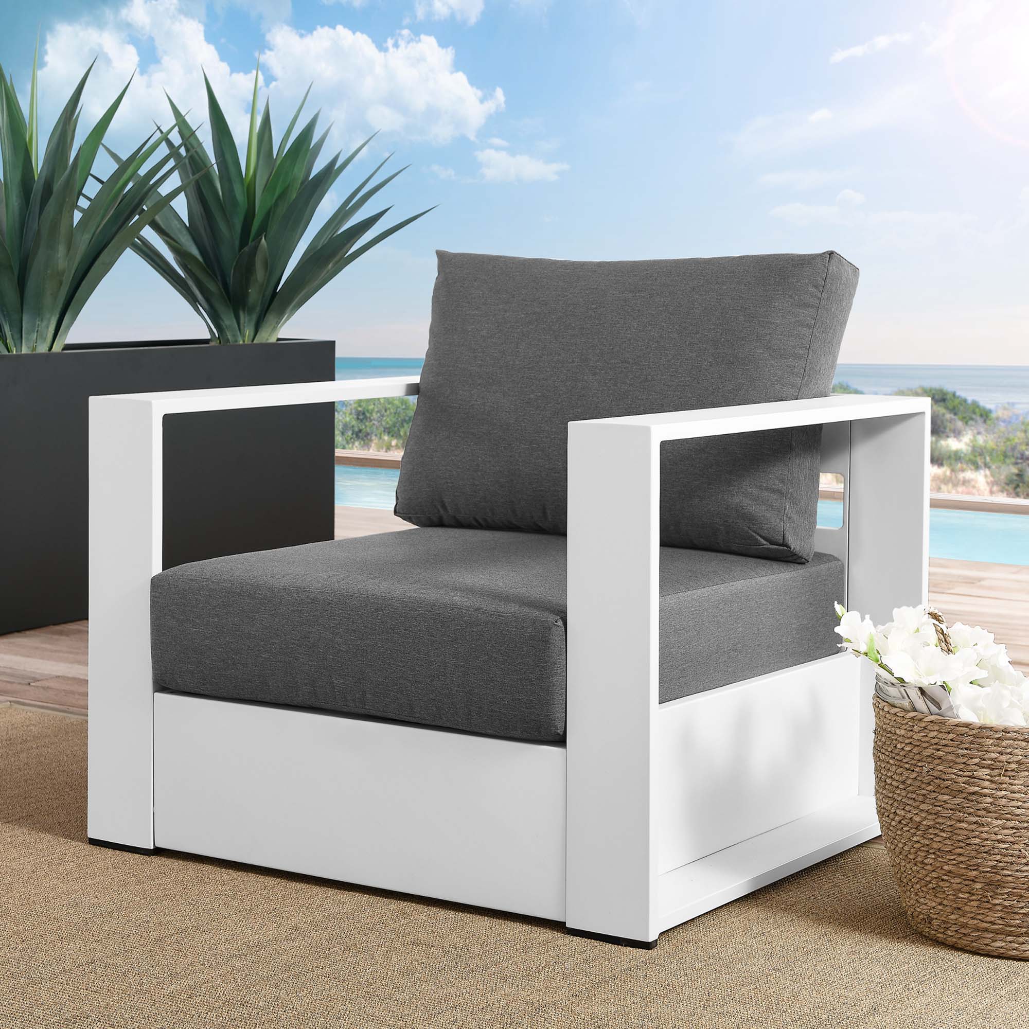 Tahoe Outdoor Patio Powder-Coated Aluminum Armchair by Modway - Image 10