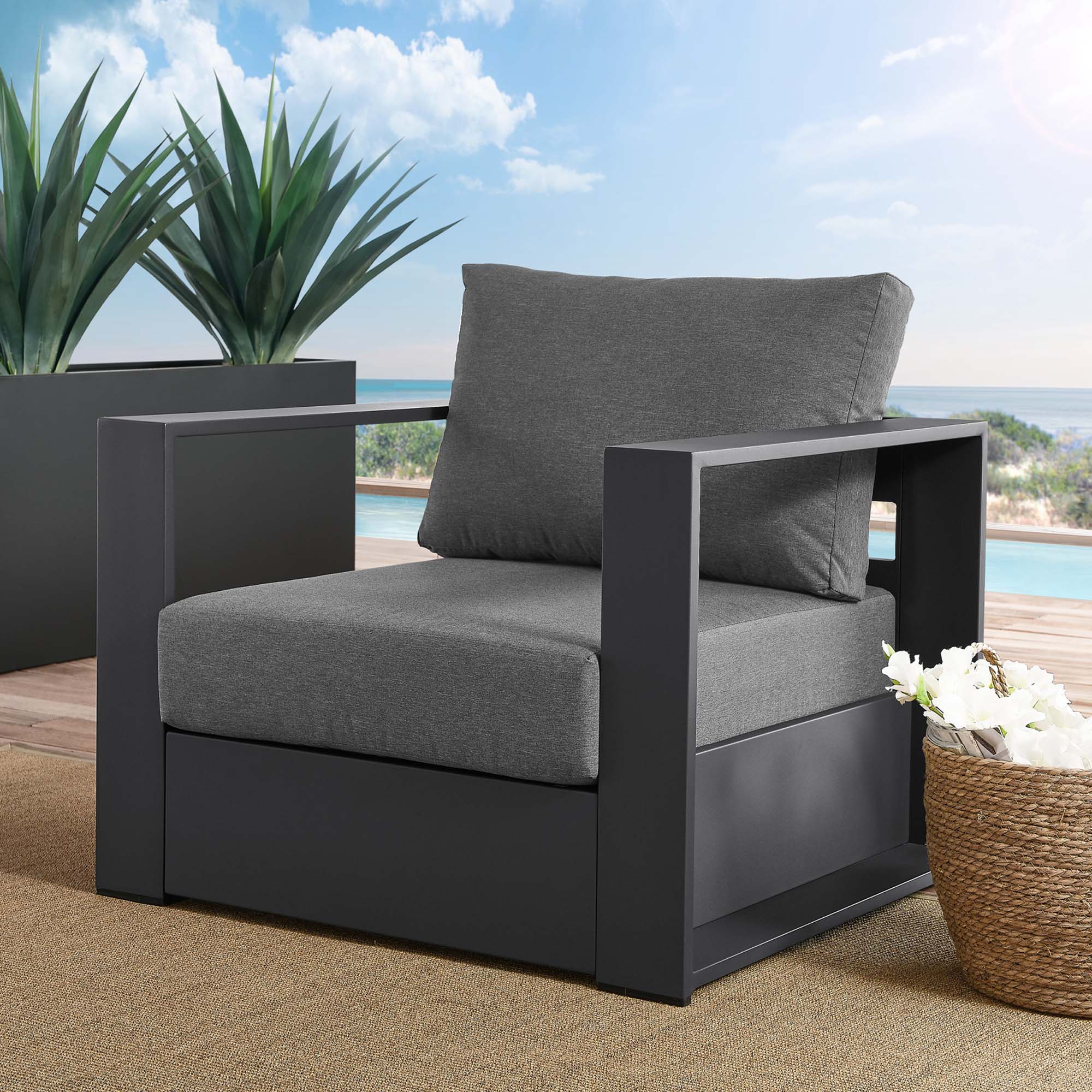 Tahoe Outdoor Patio Powder-Coated Aluminum Armchair by Modway - Image 12
