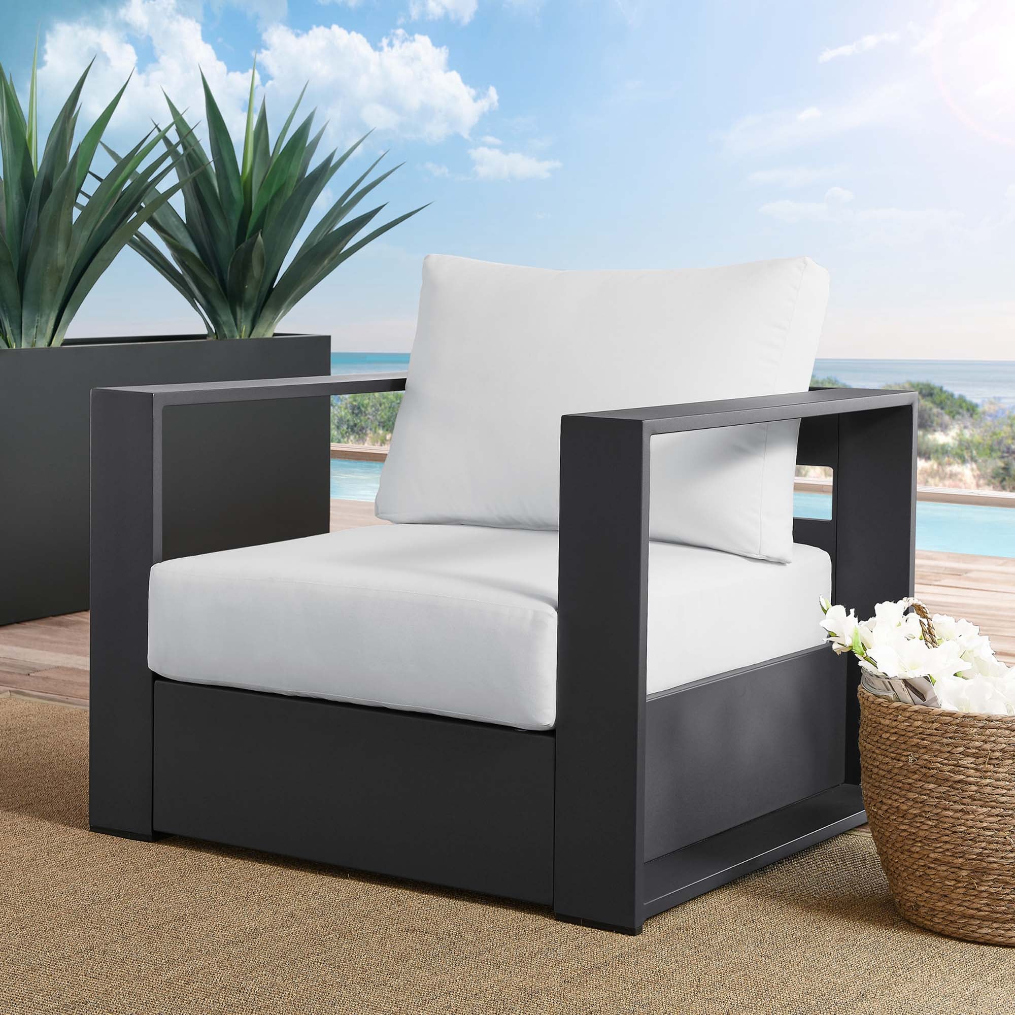 Tahoe Outdoor Patio Powder-Coated Aluminum Armchair by Modway - Image 7