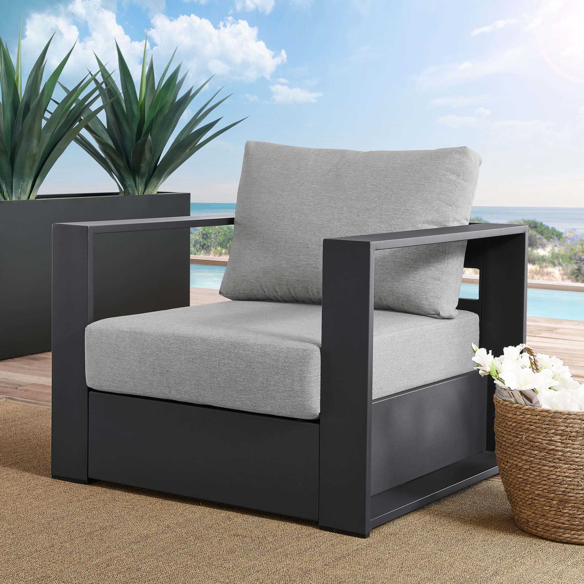 Tahoe Outdoor Patio Powder-Coated Aluminum Armchair by Modway - Image 8