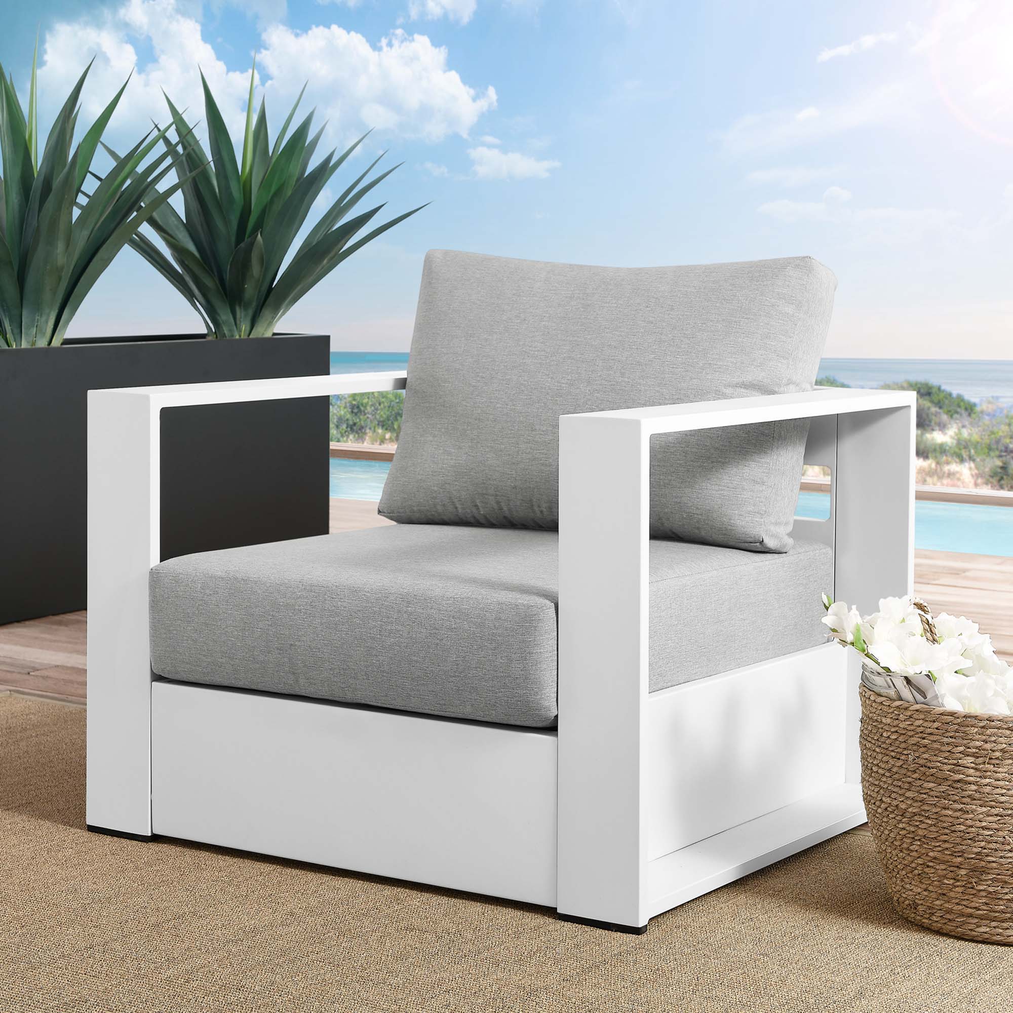 Tahoe Outdoor Patio Powder-Coated Aluminum Armchair by Modway - Image 9