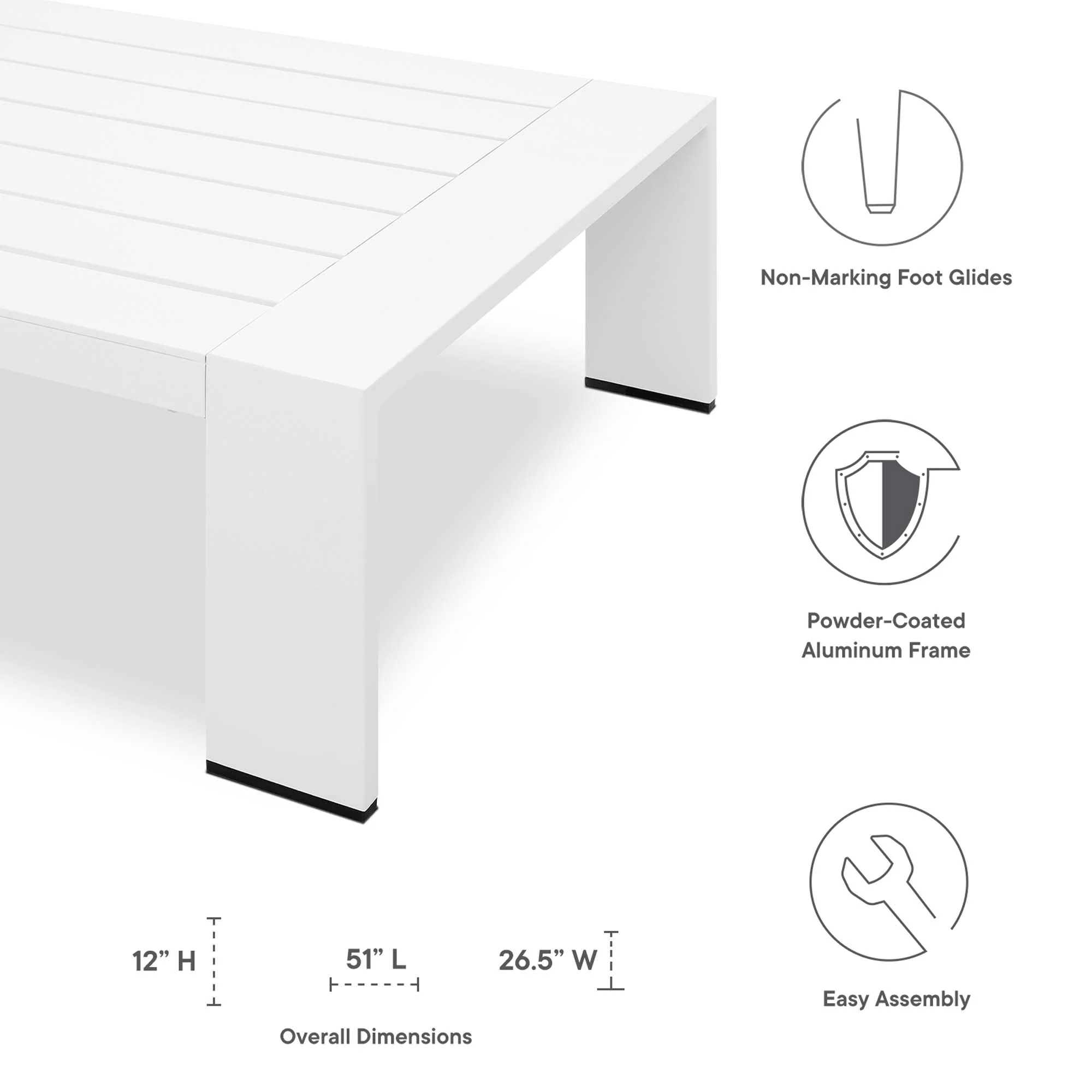 Tahoe Outdoor Patio Powder-Coated Aluminum Coffee Table by Modway - Image 13
