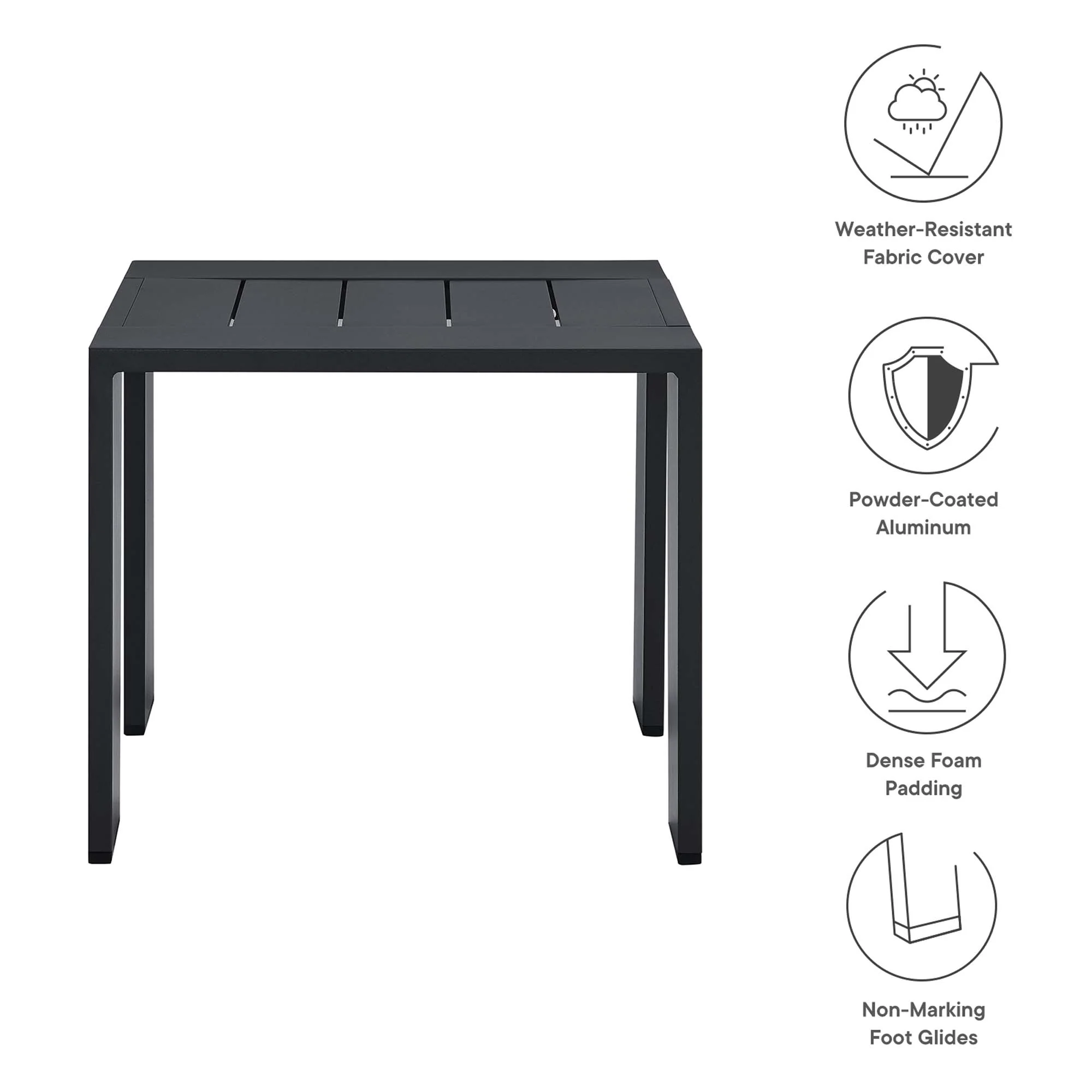 Tahoe Outdoor Patio Powder-Coated Aluminum End Table by Modway - Image 3