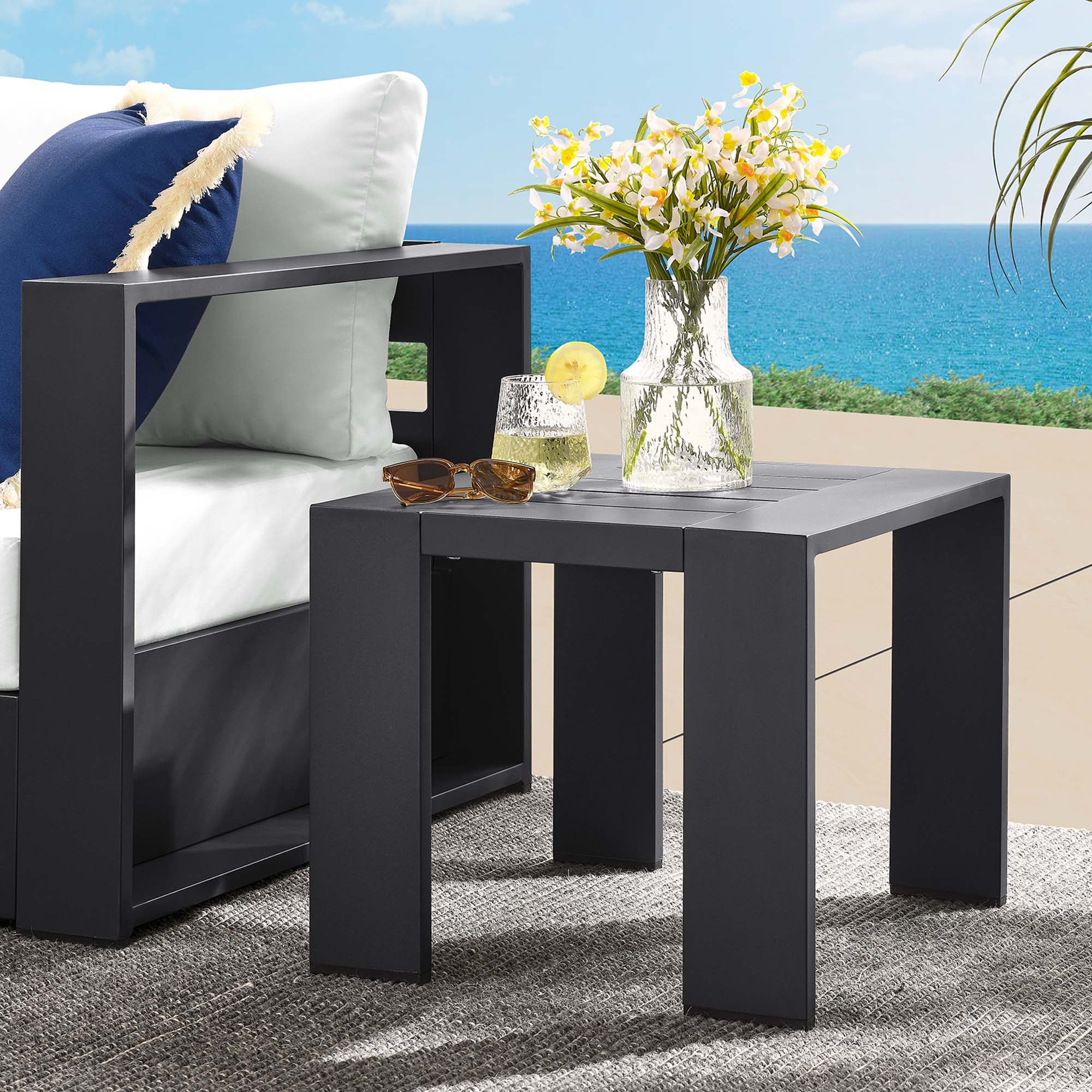 Tahoe Outdoor Patio Powder-Coated Aluminum End Table by Modway - Image 7