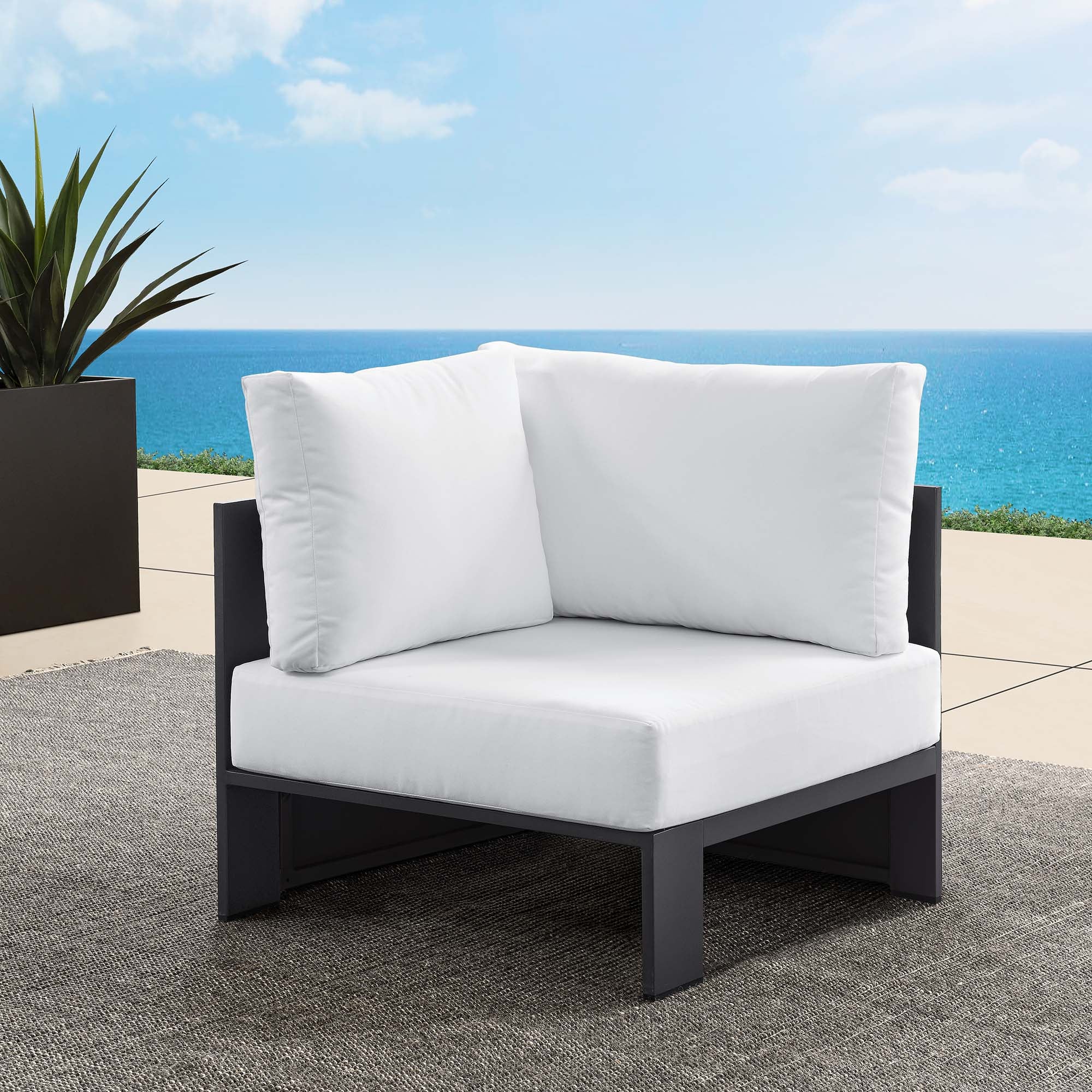 Tahoe Outdoor Patio Powder-Coated Aluminum Modular Corner Chair by Modway - Image 7